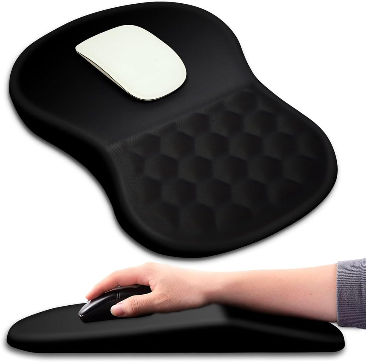 Mouse Pad Wrist Support, Ergonomic Mouse Pad with Massage Dot, Comfortable Computer Mouse Pad for Laptop, Wrist Rest Pain Relief Mousepad with Non-Slip PU Base for Office & Home, 12 x 8 in