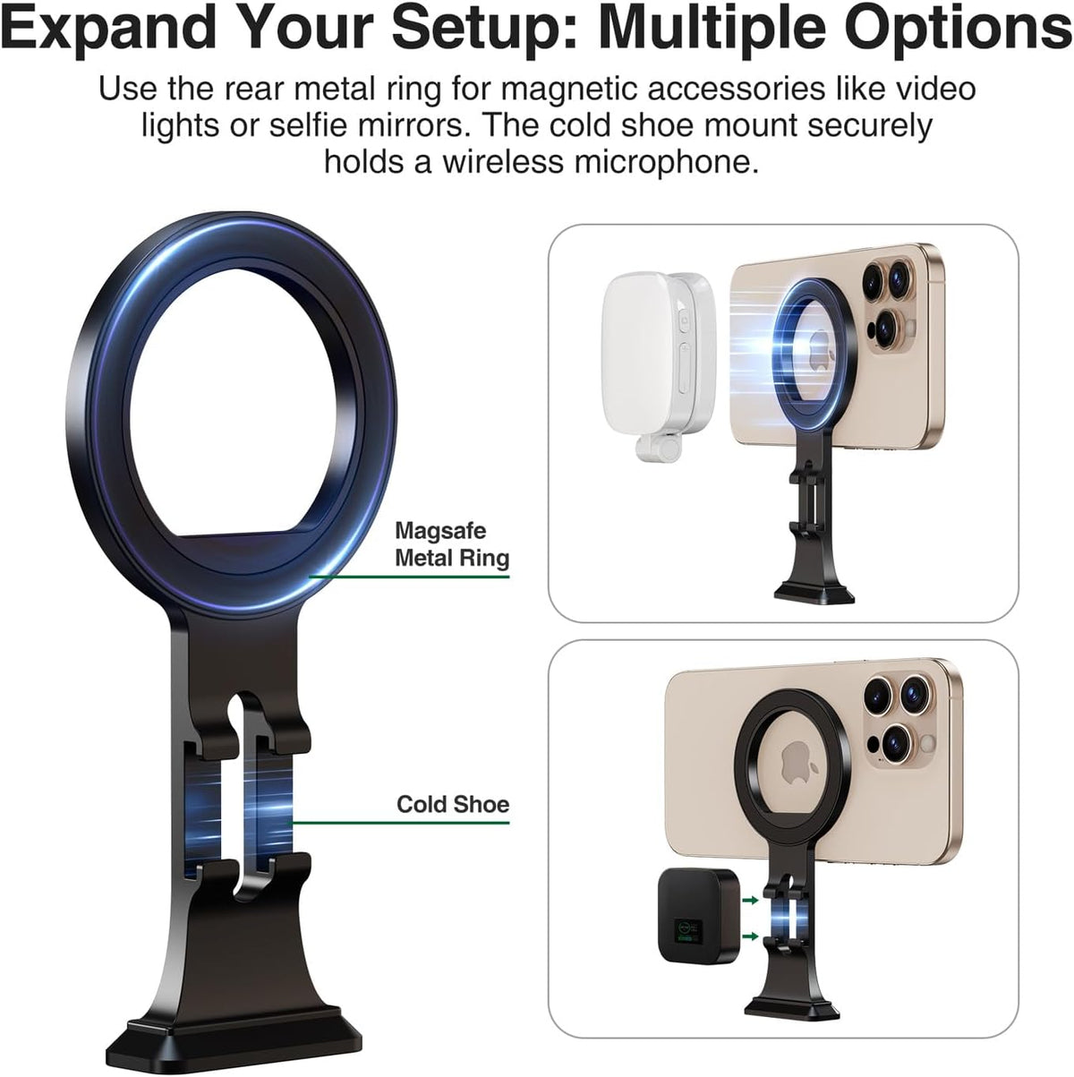 elitehood Aluminum Magsafe Tripod Phone Mount, Compact Phone Holder for Tripod with Arca Swiss Quick Release Plate & 1/4" Screw Adapter, Magnetic iPhone Mount Accessories Fit iPhone 16 15 14 13 Series