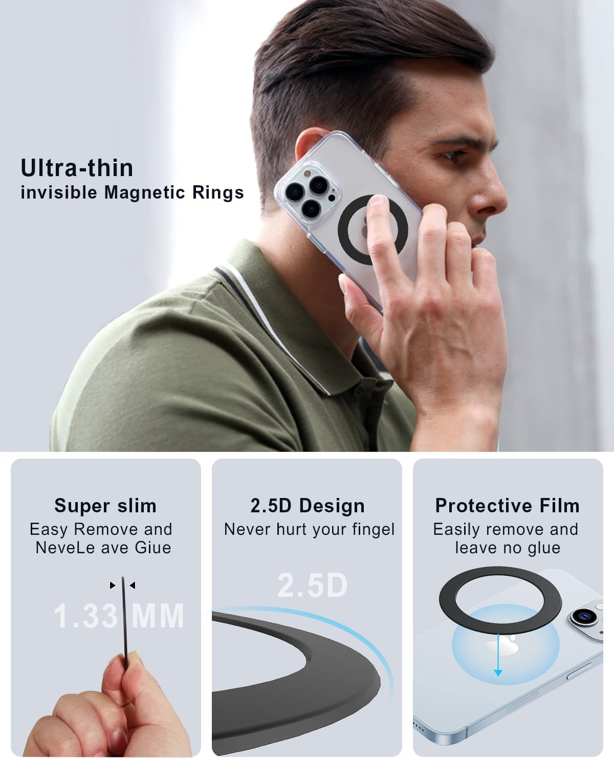 Magnetic Adapter Ring, Compatible with Kindle Pop Socket Magnetic,for Magsafe Accessories & Wireless Charging for iPhone 16/15/14/13/12 Mini Plus Pro Max/Pixel 8/ S24 Ultra/ S23 and More