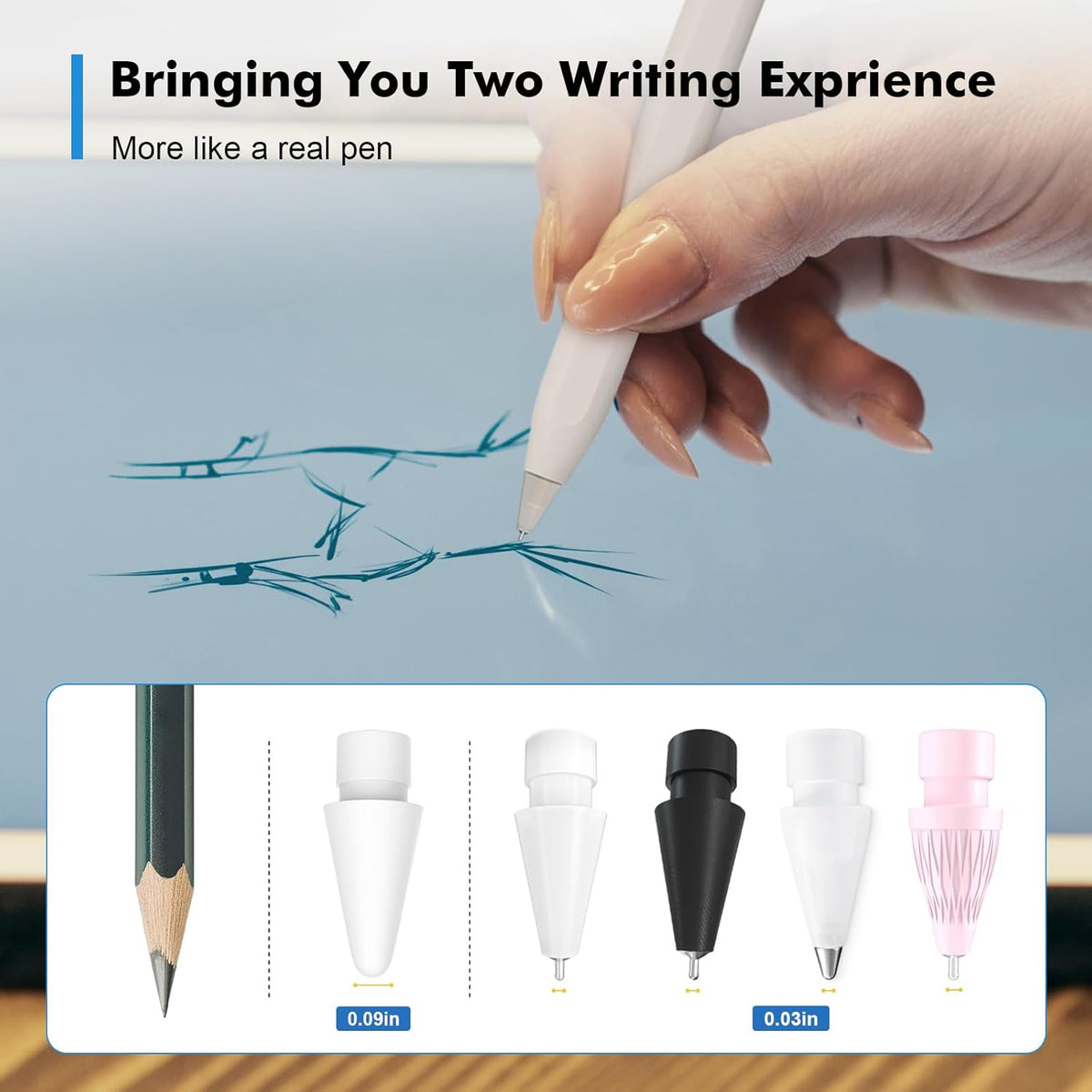 6-Pcs Pencil Tips Replacement – 4 Enhanced Precise 0.7mm Metal Nibs (Black/White/Pink) & 2 Original-Like POM Tips, Fits for Apple Pencil Pro/2nd/1st Gen/USB-C | Accurate Drawing & Smooth Writing