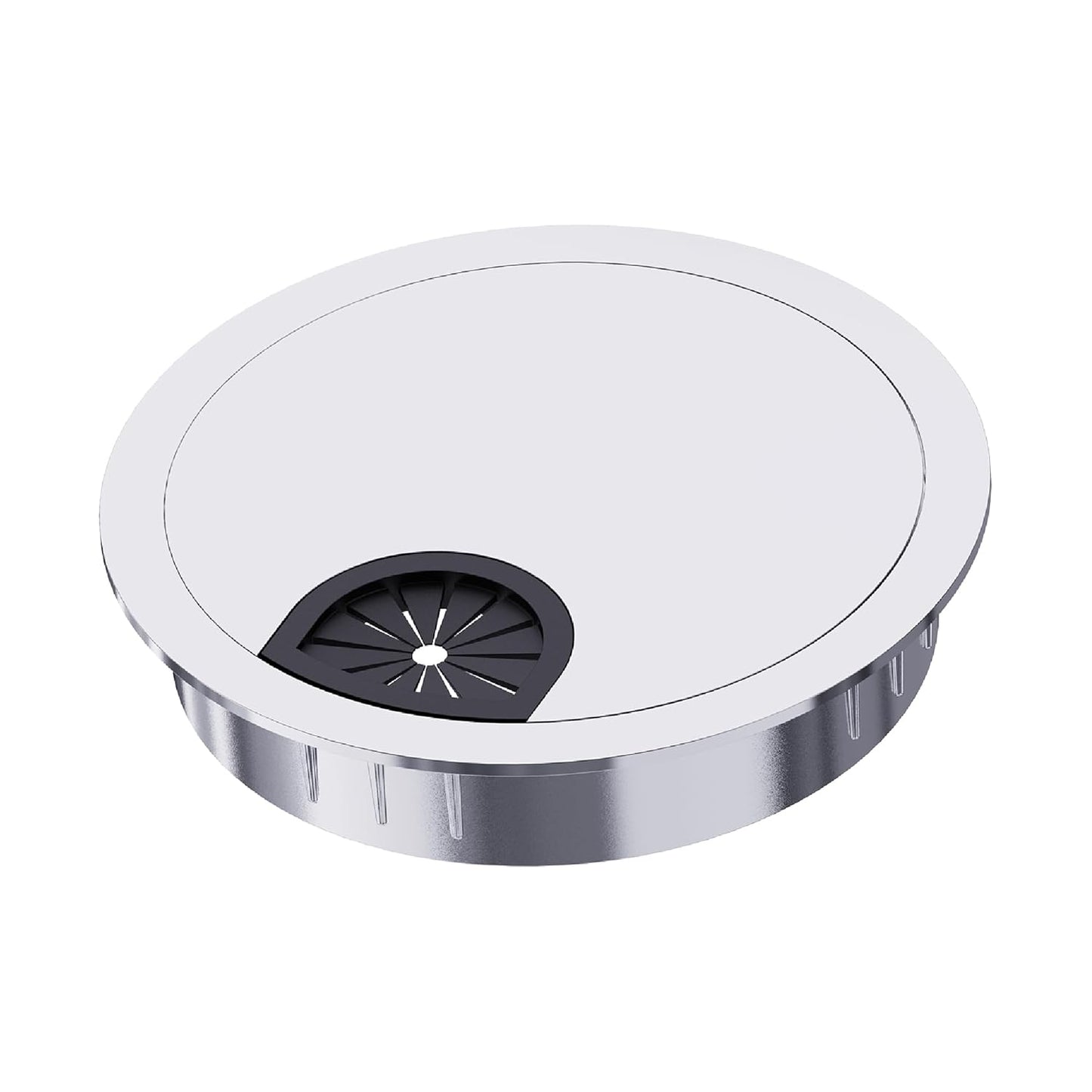 Desk Grommet 2-3/8 Inch 60mm, Zinc Alloy Computer Desk Wire Hole Cover, Office Desktop Cord Cable Hole Metal Ring, Bright Silver