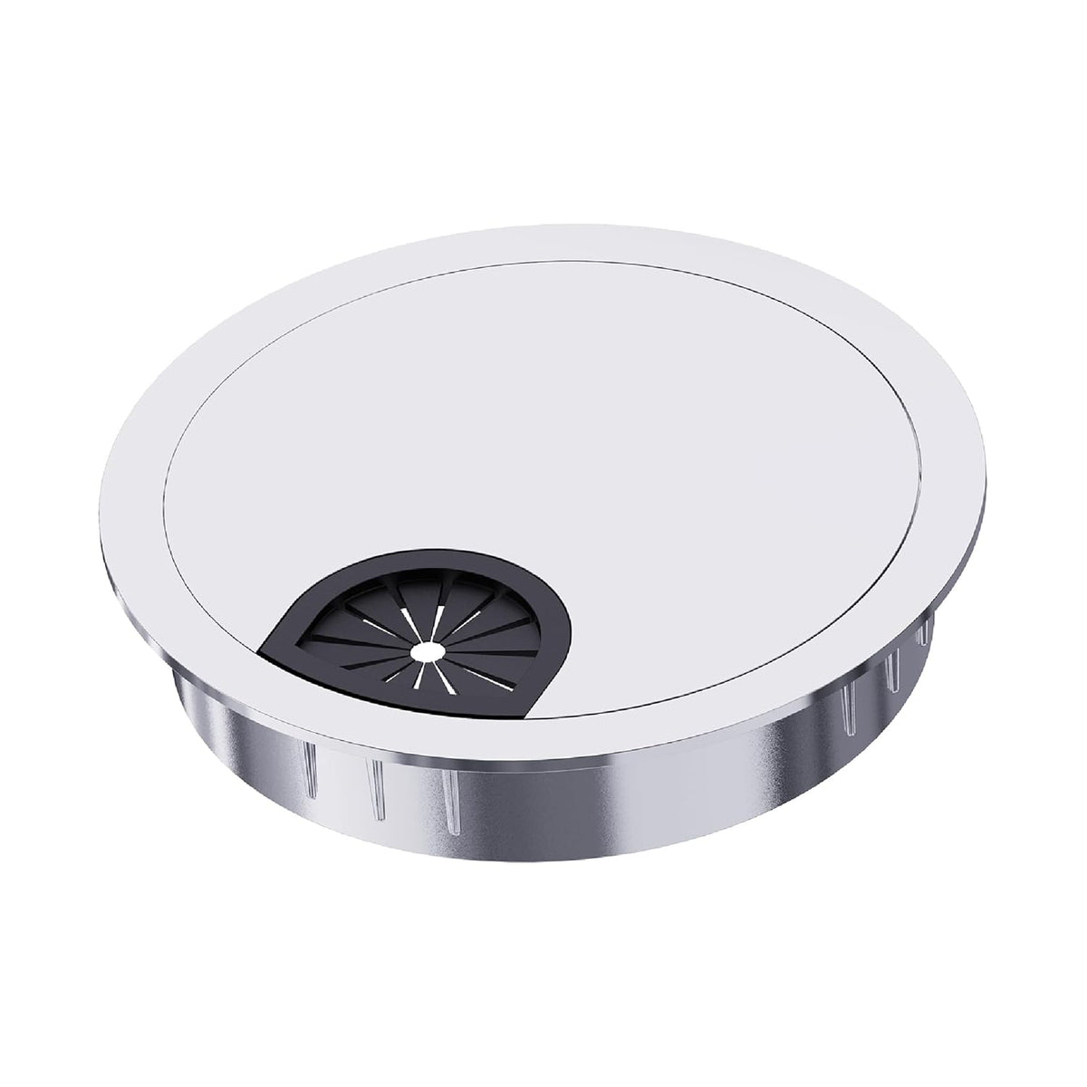 Desk Grommet 3-1/8 Inch 80mm, Zinc Alloy Computer Desk Wire Hole Cover, Office Desktop Cord Cable Hole Metal Ring, Bright Silver