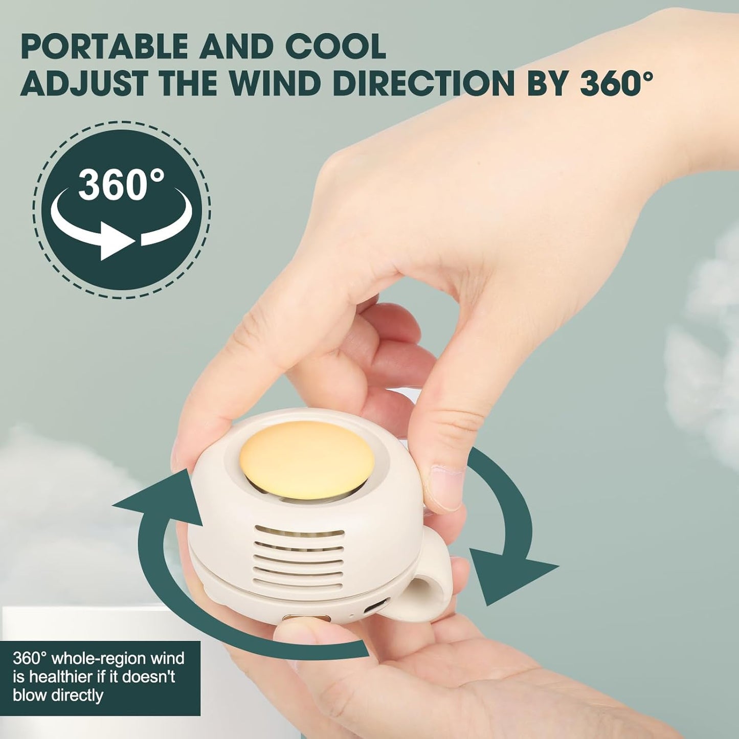 Small Clip Fan, Personal Waist Fans,Portable Silent Mini Bladeless Fan Clip On for Shirt,Hands-Free Personal Clip Fans 3 Speeds,Clips on Waist Neck Fanes for Outdoor,Camping,Travel,Office (Green)