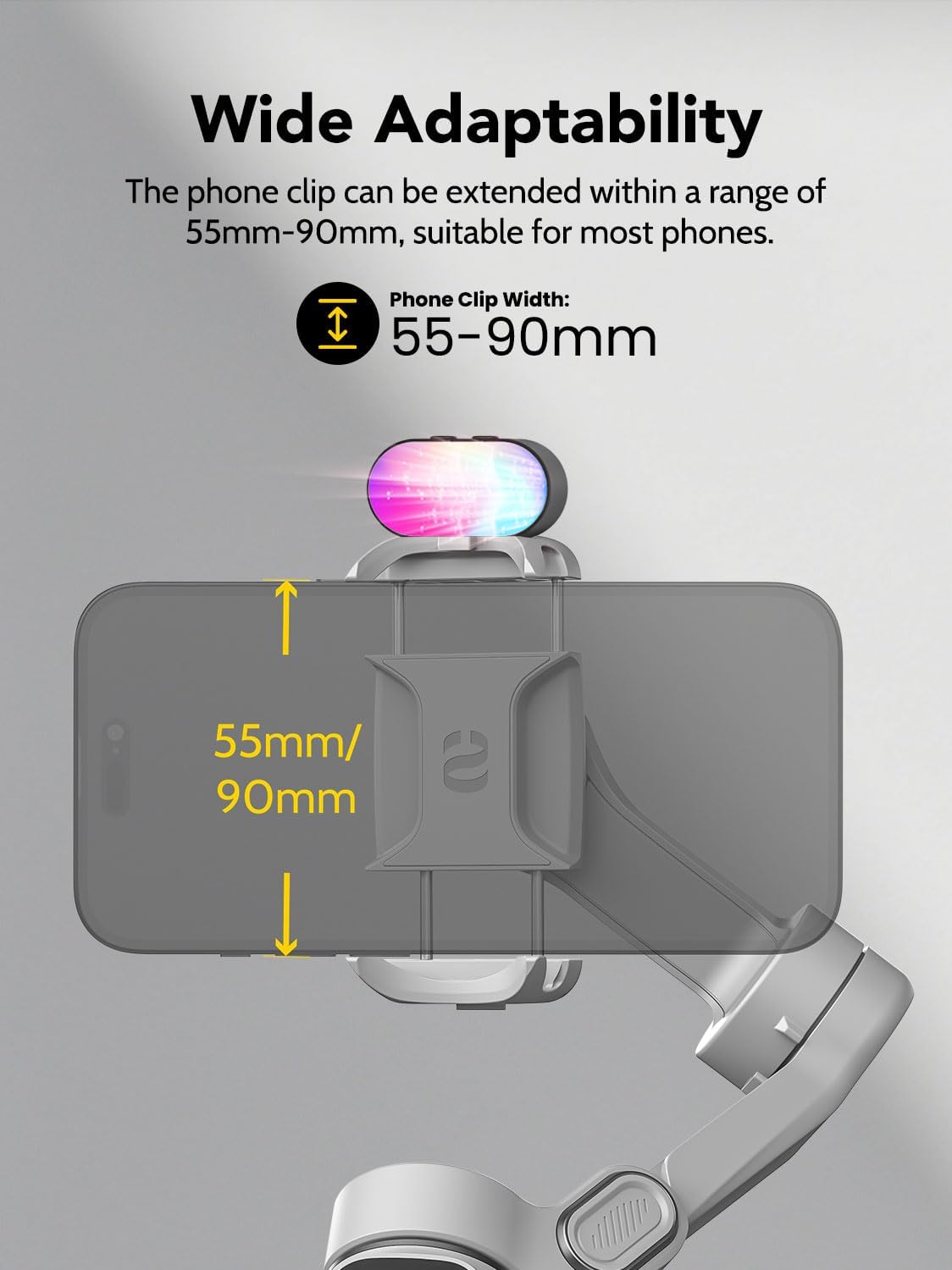 Smart X2 3-Axis Gimbal Stabilizer for Smartphone with Adjustable RGB Fill Light, Built-in 20cm Extension Pole Selfie Stick, OLED Screen for Night Shots, Video Recording,X2 KIT White