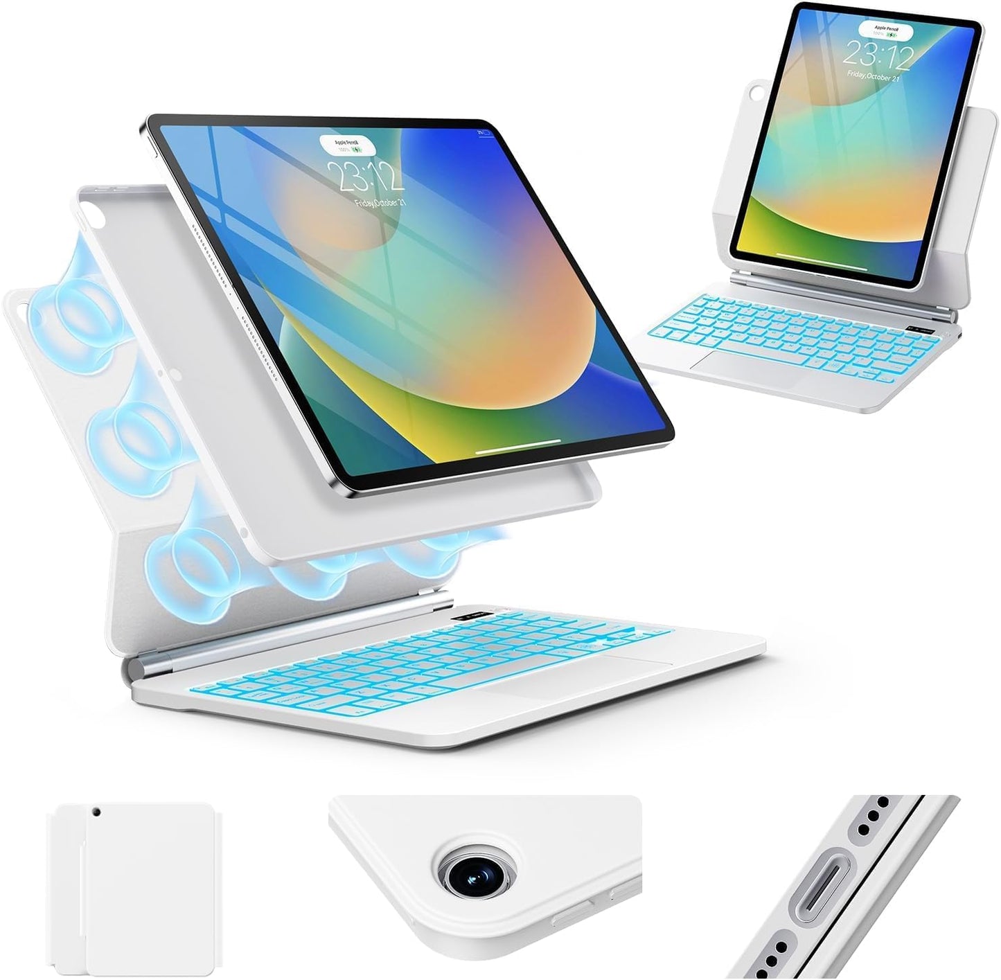 for iPad 9th Generation Case with Keyboard,Magic Style Keyboard Case for iPad 9th/8th/7th Gen 10.2 inch - Floating Cantilever Magnetic Stand Multi-Touch Trackpad Backlit Keyboard for iPad 10.2"