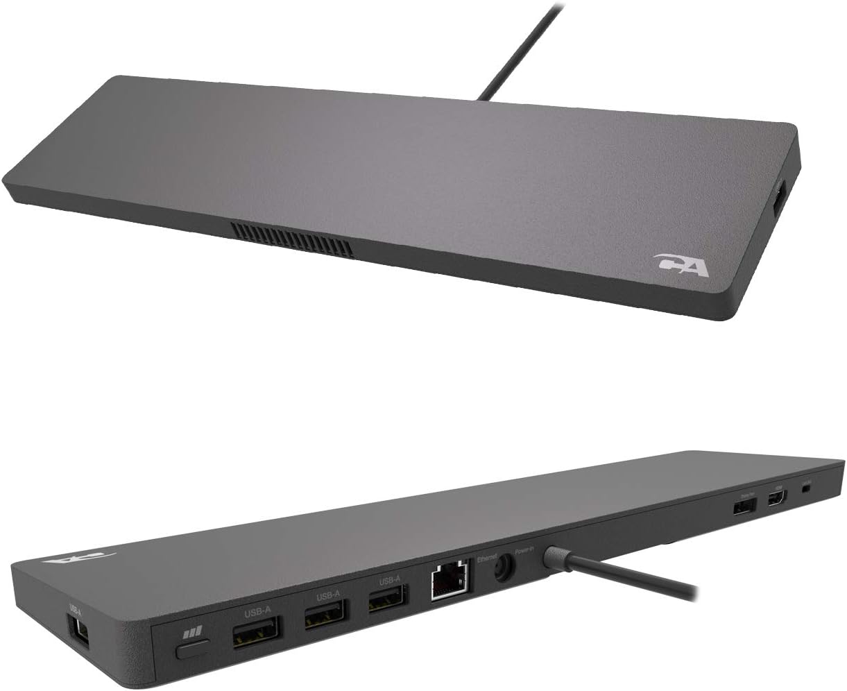 CA Essential Docking Station (DS-2000) – USB C Docking Station with 135W AC Power Adapter (90W Power Delivery), Active Laptop Cooling, Dual Monitor Displays in 4k, 4 USB Type A Ports, Ethernet Port