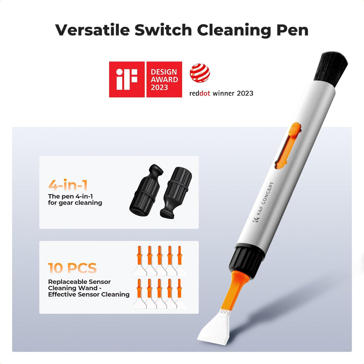 K&F CONCEPT 23 in 1 Camera Lens Cleaning Kit for DSLR Filter with Replaceable Cleaning Pen+Air Blower+Cleaning Liquid+Cleaning Cloth*2+Full-Frame Swab*10+Vacuum Cleaning Cloth*6+Anti-Static Gloves
