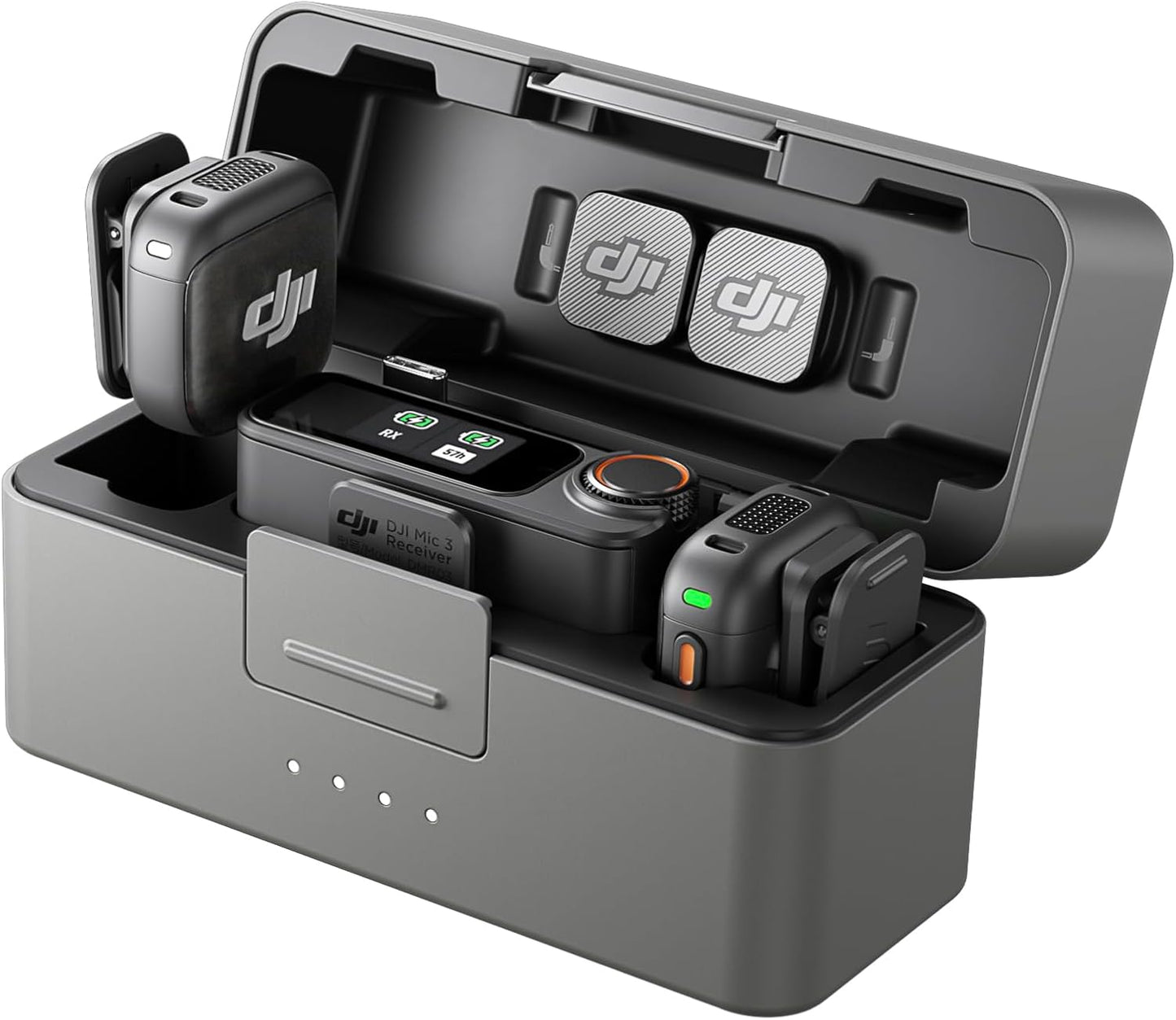 DJI Mic 3 (2 TX + 1 RX + Charging Case), Wireless Microphone for iPhone/Camera/Android, Ultralight, Adaptive Gain Control for Balanced Volume, Dual Band Anti-Interference, 28hrs Use, Vlog