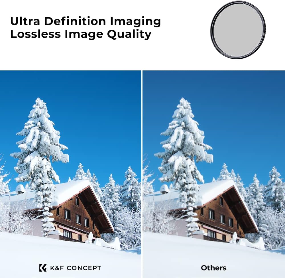 K&F CONCEPT 52mm Circular Polarizers Filter Polarizing Filter 28 Multi-Layer Coated Super Slim High Definition CPL Lens Filter (Nano-X Series)