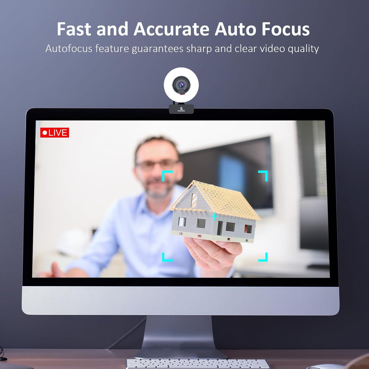 NexiGo N960E Pro 60FPS Webcam with Mic/Headset Jack and Extra USB Port, 1080P Web Camera with Light, Fast AutoFocus, Built-in Privacy Cover, for Zoom Meeting Skype Teams Twitch