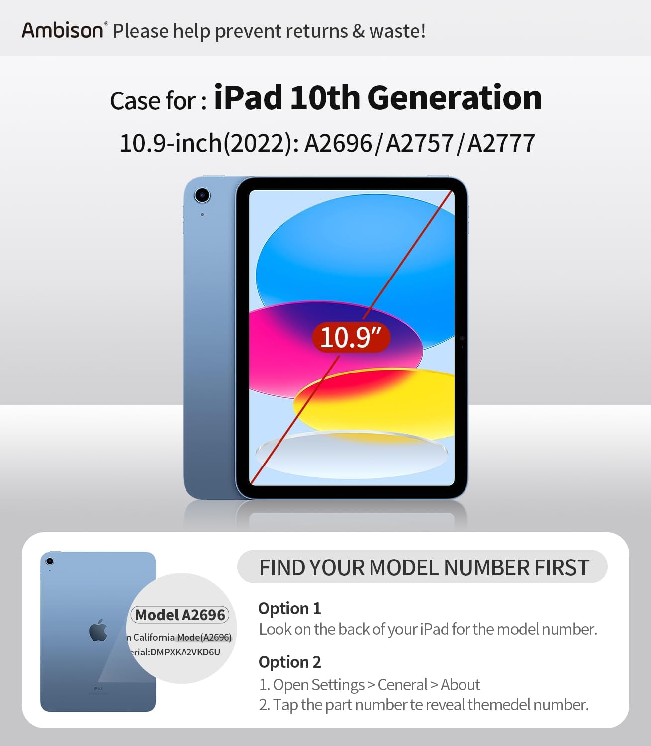 Ambison Case for iPad A16 11th/10th Generation 11"/10.9'' 2025/2022,Heavy Duty Shockproof Case with Tempered Glass Screen Protector, 360° Rotating Handle Strap&Stand,Shoulder Strap-Blue