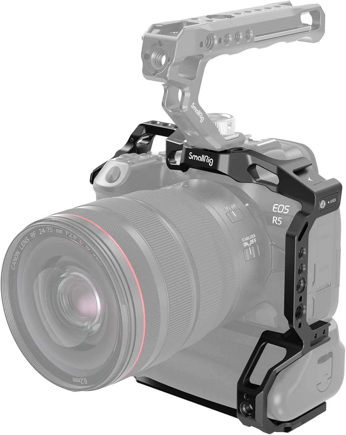 SmallRig R5 / R6 Camera Cage for Canon R5 / R6 with BG-R10 Battery Grip, Aluminum Alloy Film Movie Making Camera Video Cage with Shoe Mount 3464B