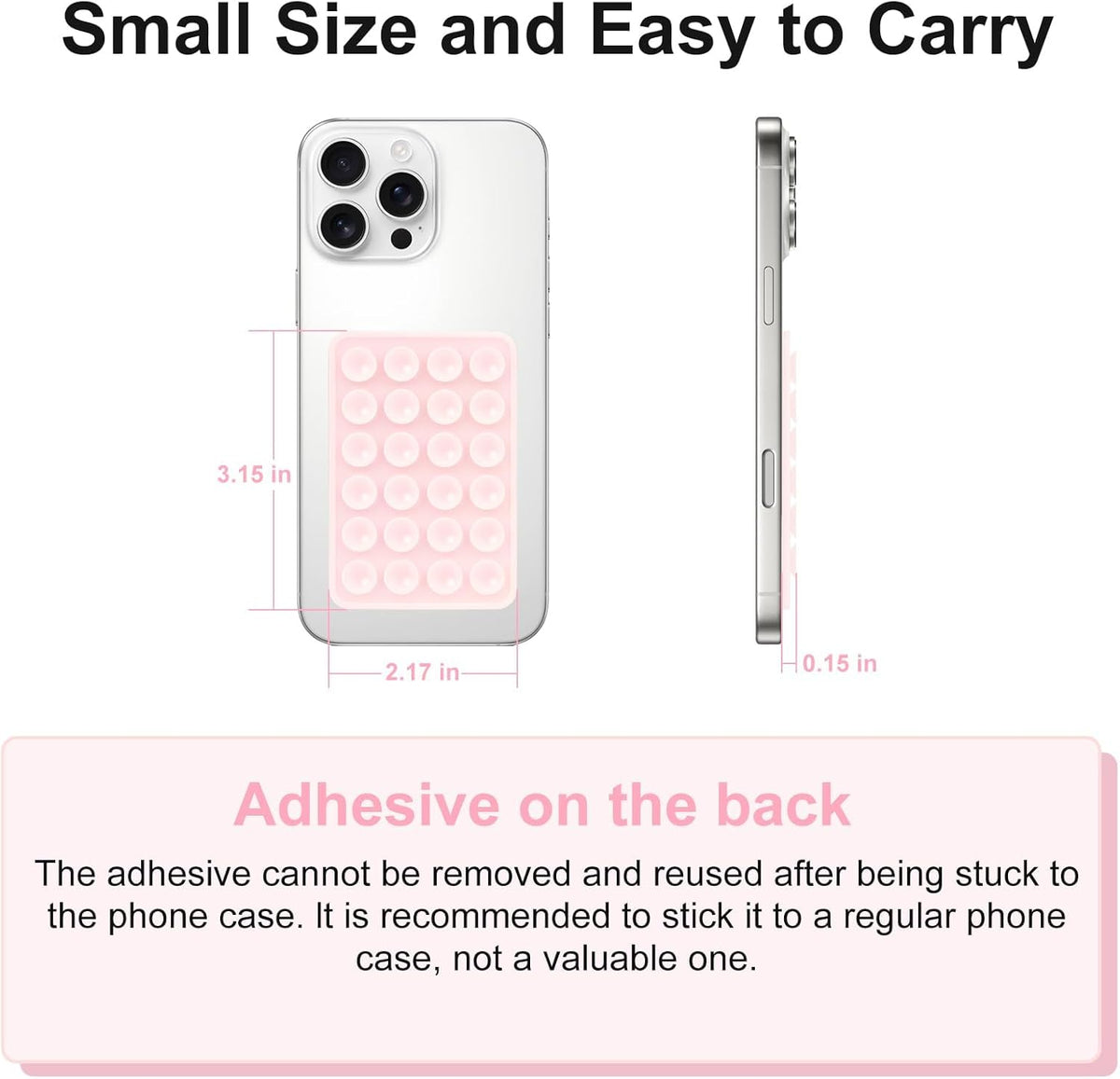 2PCS Silicone Suction Phone Case Mount,Non Slip Suction Cup, Hands-Free Phone Accessories Holder for Selfies and Videos,Silicone Adhesive Stand Sticky for Cell Phone White