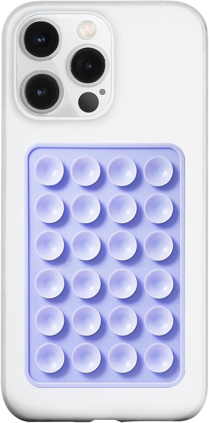 Silicone Suction Phone Case Mount, Silicon Adhesive Phone Accessory for Smartphones, Hands-Free Mirror Shower Phone Holder for Selfies, Tiktok Videos (Lavender)