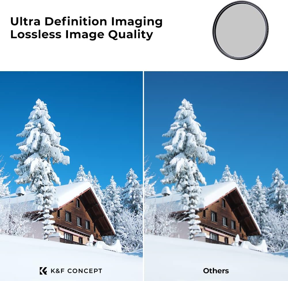 49mm Circular Polarizers Filter, K&F CONCEPT 49MM Circular Polarizer Filter HD 28 Layer Super Slim Multi-Coated CPL Lens Filter (Nano-X Series)