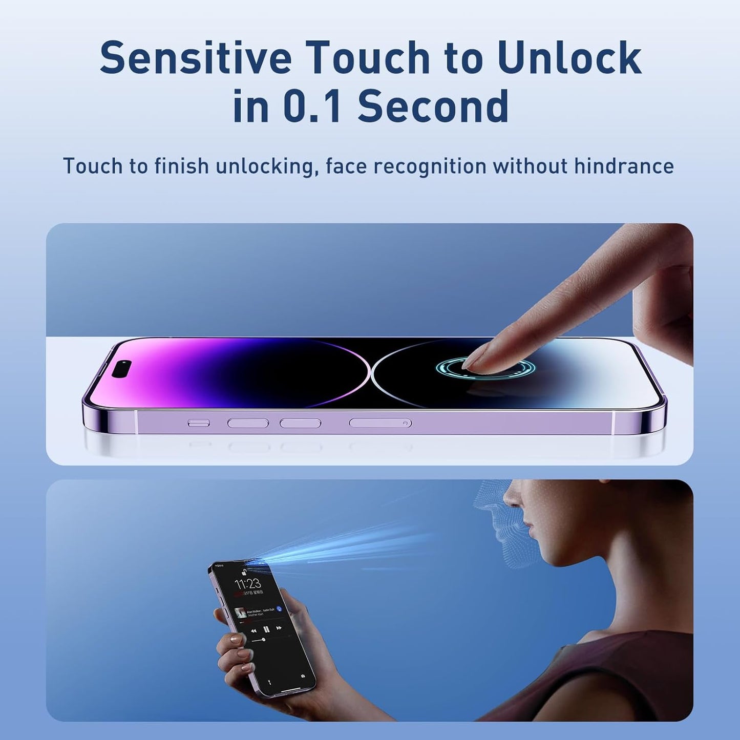 [Auto Alignment Kit] for iPhone 14 Pro Max Screen Protector Blue Light [6.7 inch] Full Coverage Dynamic Island Compatible, Anti Glare Anti Blue Light Tempered Glass Film, Case Friendly,2 Pack