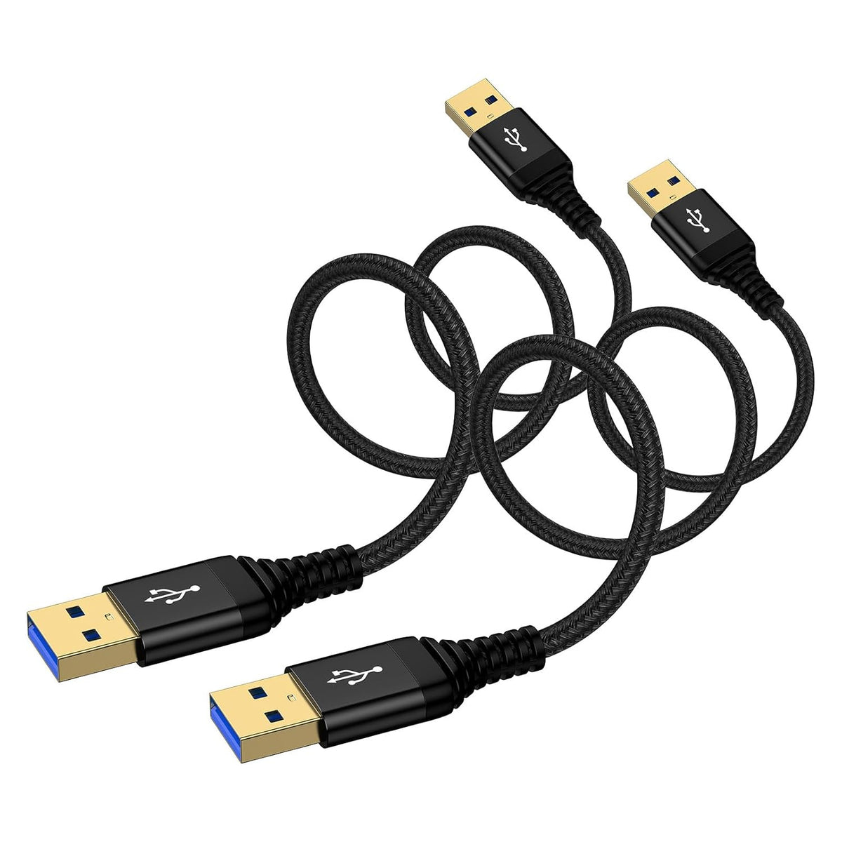 USB to USB Cable, 2 Pack 10 FT USB-A to USB-A Male to Male USBCable Double End USB3.0 Cable A to A Data Transfer Cord for Laptop Cooling Pad,Soundbar,Monitor,TV,KVM,DVD Player,Hard Drive Enclosures