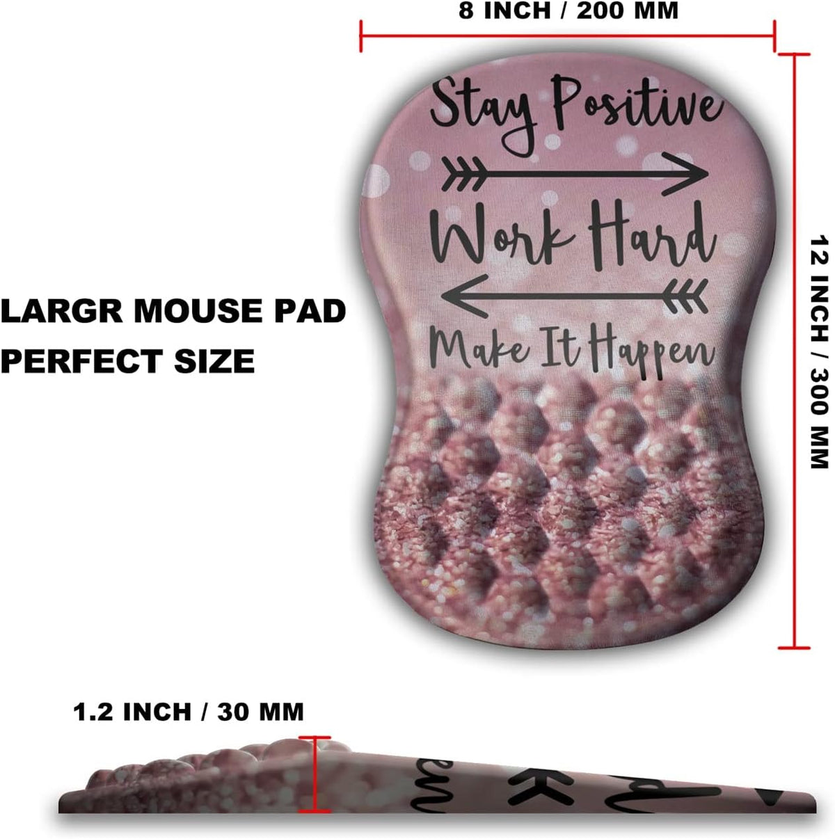 Mouse Pad Wrist Support, Ergonomic Mouse Pad with Massage Dot, Comfortable Computer Mouse Pad for Laptop, Wrist Rest Pain Relief Mousepad with Non-Slip PU Base for Office & Home, 12 x 8 in