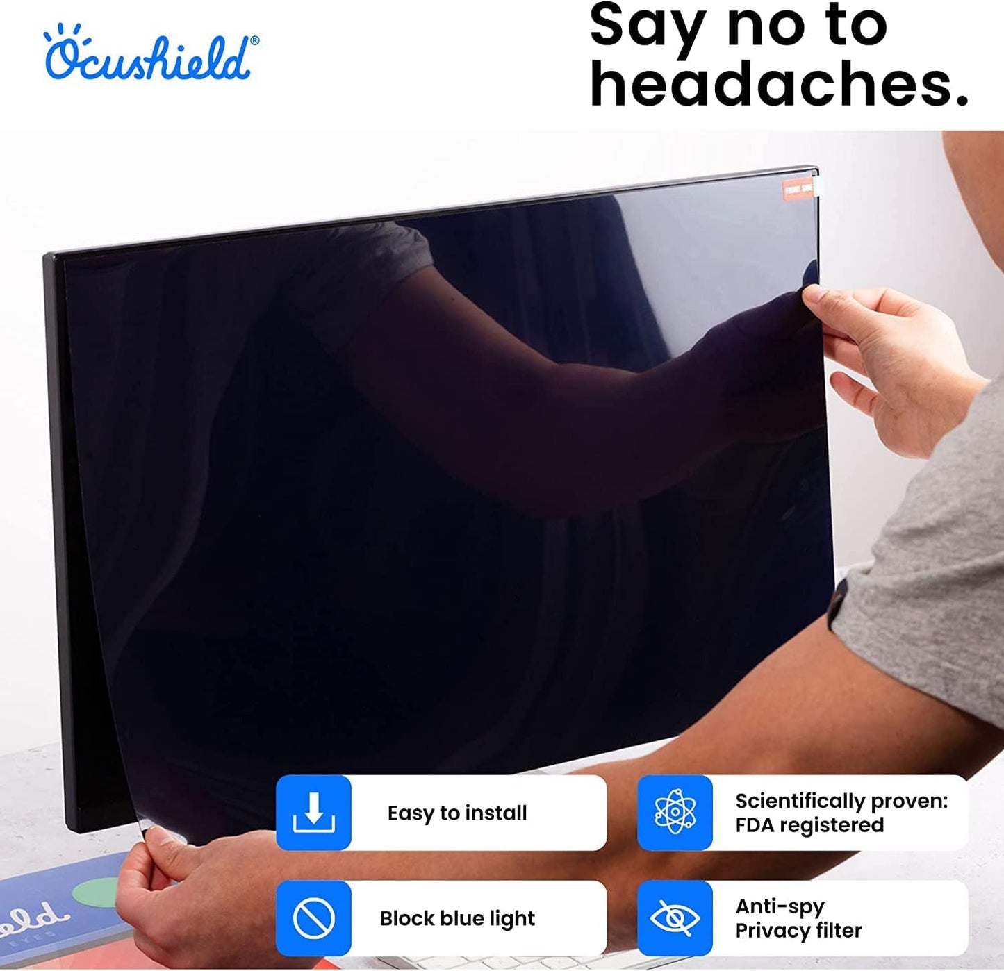 Ocushield 15.4” W (16:10) Premium Anti Blue Light Screen Protector for Laptops and Computer Monitors - Privacy - Anti-Glare - Easy Install - Anti-Fingerprint - Reduce Eye Fatigue (332 x 208mm)