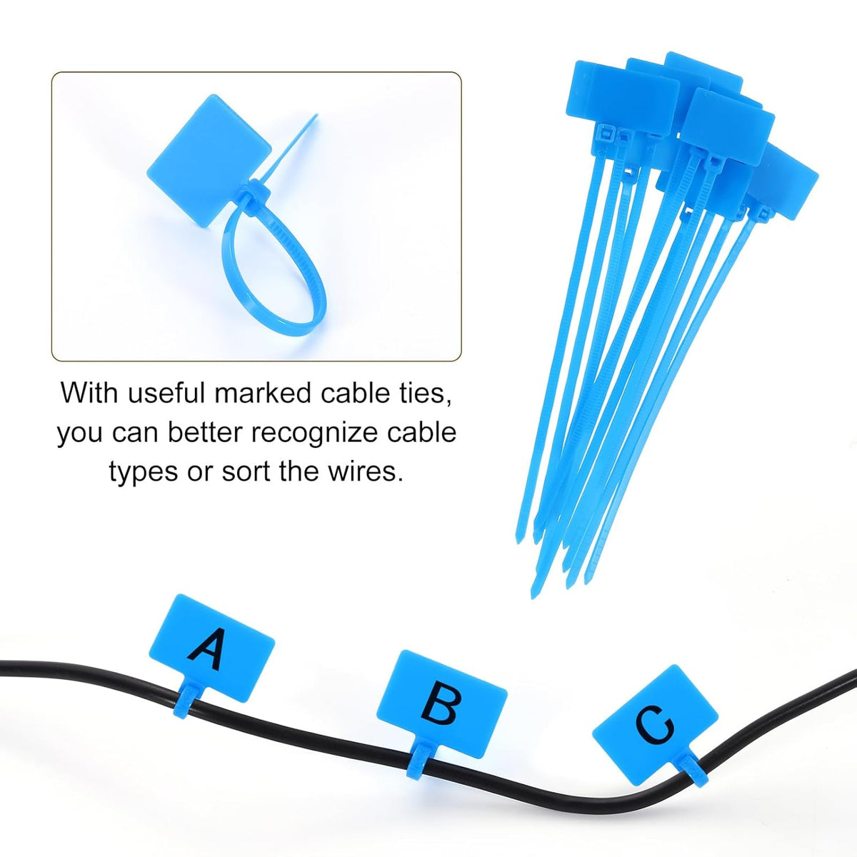 uxcell 4Pcs Cable Cord Grommet, 1-3/4"(45mm) Rubber Desk Grommets Wire Pass Through Hole Cover with Marked Cable Ties for Home Office Cable Wire Protection, Black