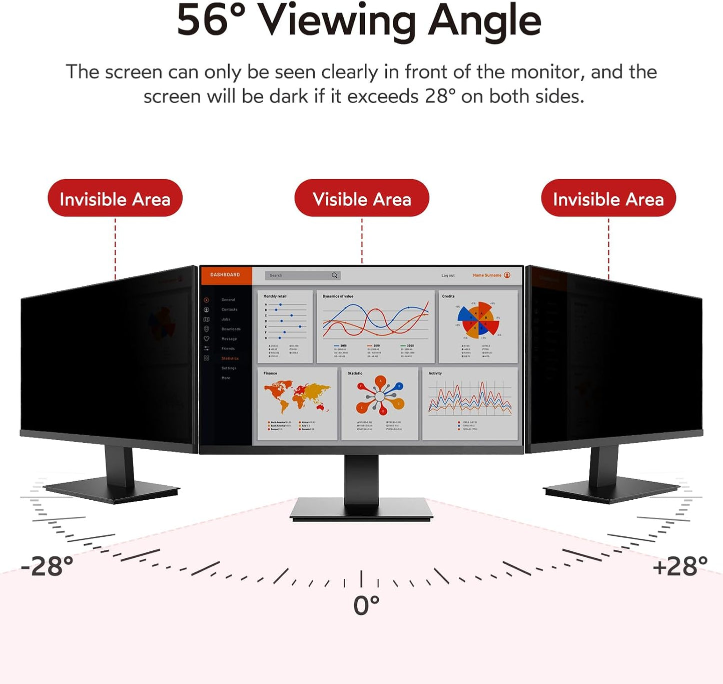 BERSEM 23 Inch Monitor Computer Privacy Screen Filter for 16:9 Ratio Removable Monitor Anti Glare & Privacy Filters for 23 Inch, Anti Blue Light, Anti-Spy, Anti-Scratch, UV-Blocking
