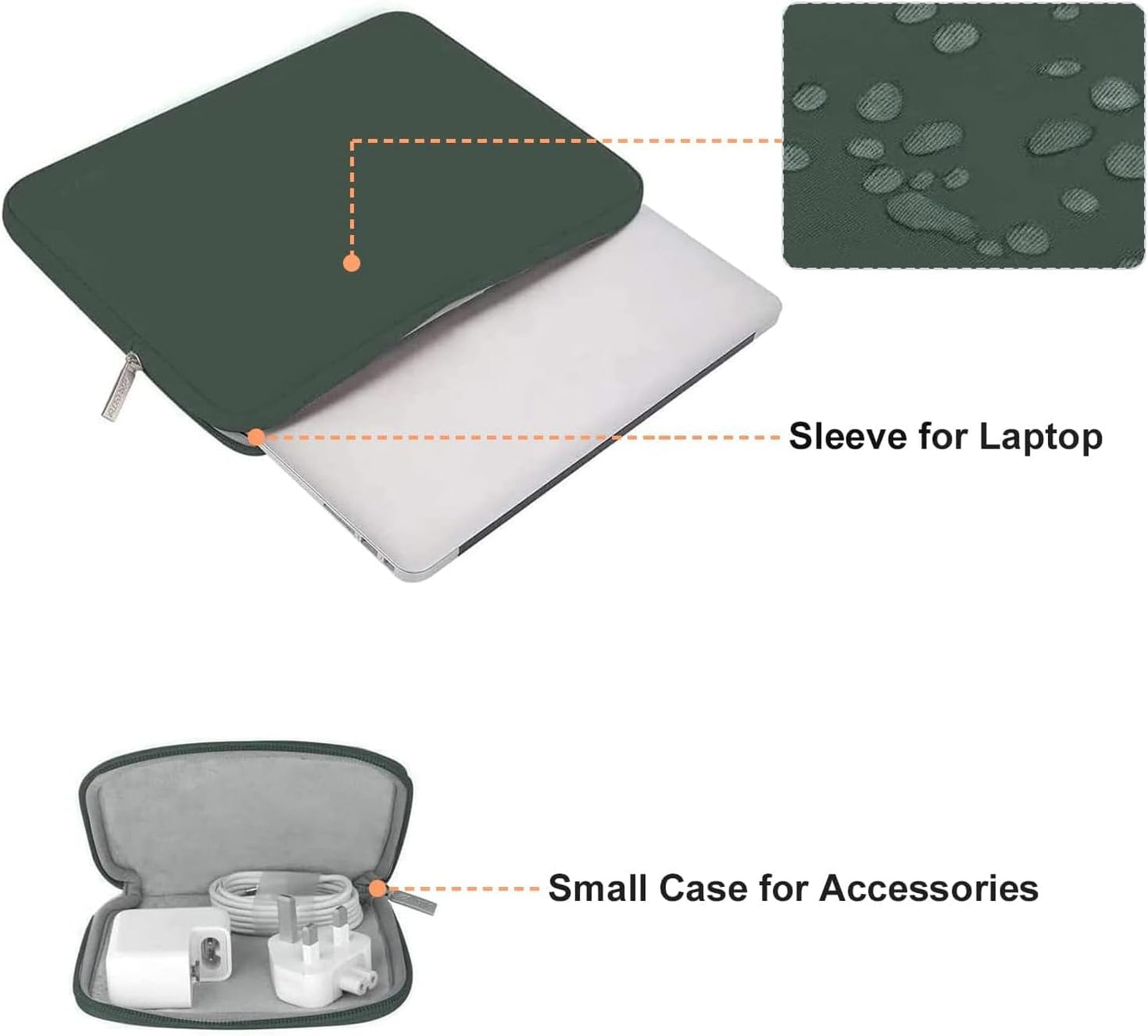 MOSISO Laptop Case 14 inch, 14 inch Laptop Sleeve Bag Compatible with HP Lenovo Dell ASUS Acer, HP Stream, Dell Latitude, Lenovo IdeaPad, Neoprene Computer Sleeve Bag with Small Case, Midnight Green