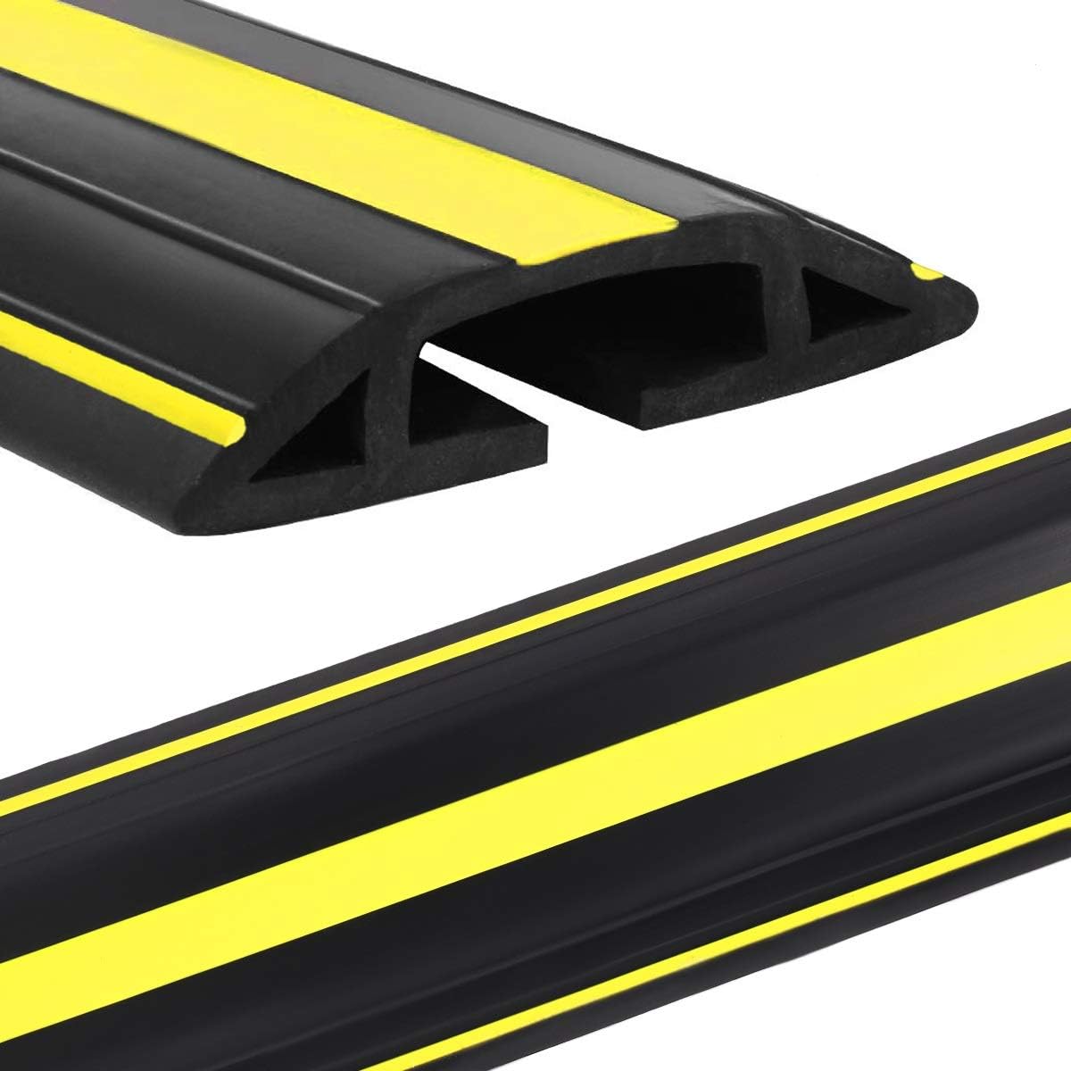 Eapele 4 ft Cable Protector Cord Cover for Floor, Heavy Duty PVC Duct Easy to Unroll, Prevent Trip Hazard for Home Office or Outdoor Settings