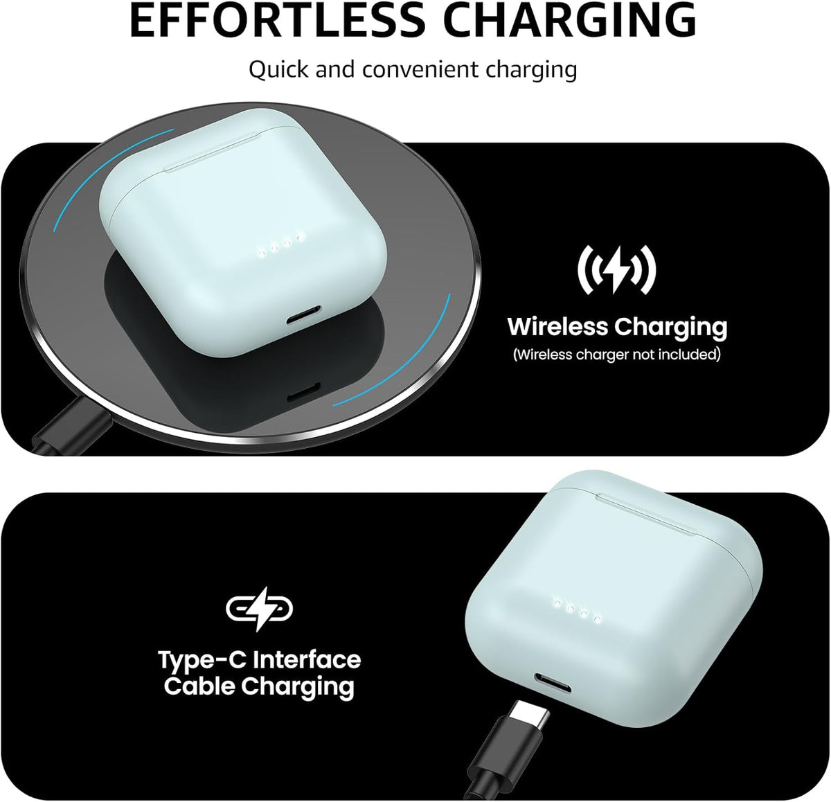 TOZO T6 Wireless Earbuds, Bluetooth 5.3 Ear Buds, Stereo Sound in Ear Headphones, 50 Hours Playtime, Wireless Charging Case, APP Customizable EQs, IPX8 Waterproof Earphones