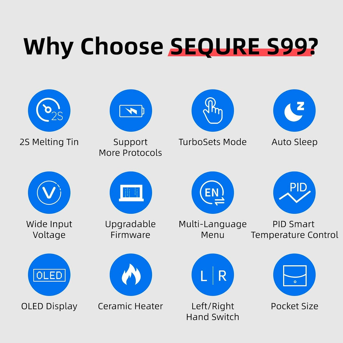 SEQURE S99 Portable Soldering Iron Kit 150W Electric Soldering Iron with 4 Solder Tips 4 PD 65W Fast Travel Adapter OLED Digital DC/PD/QC/PPS Input Power Mini Welding Tool For Drones Laptops Phones
