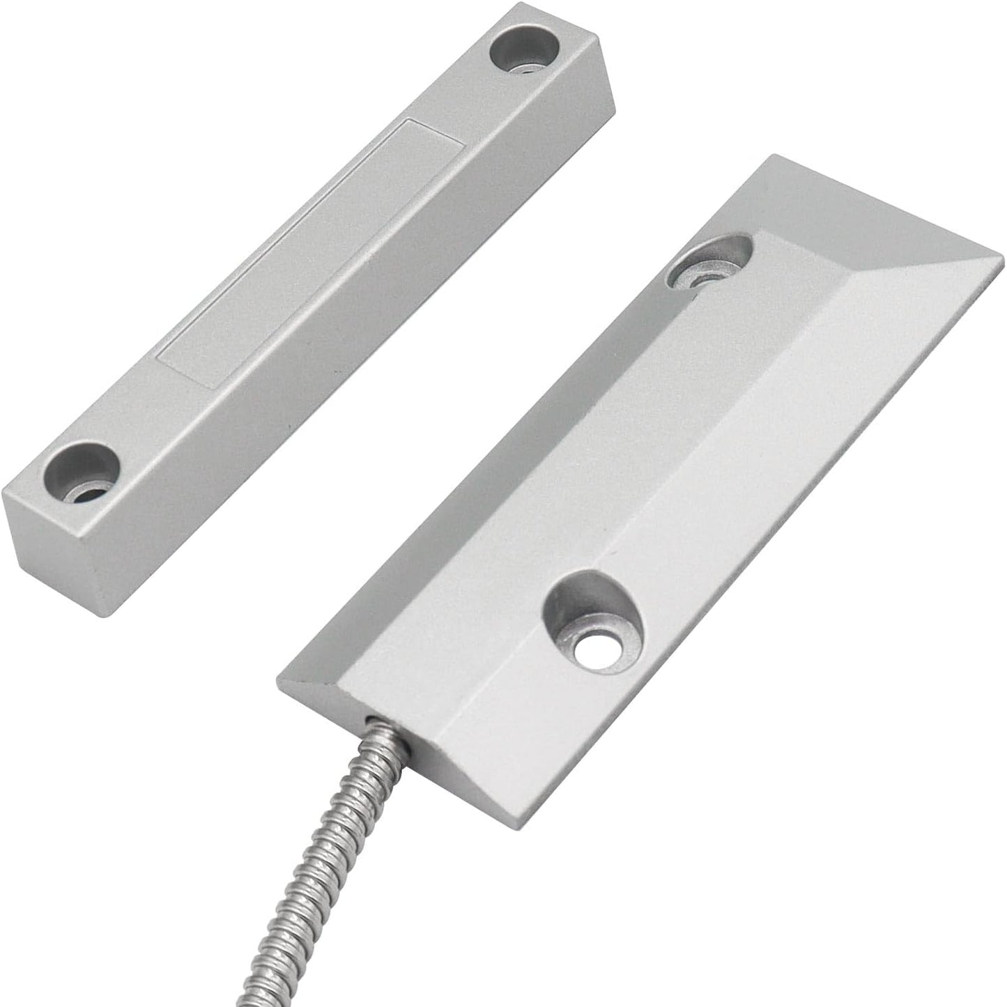 Magnetic Reed Switch Wired Surface Mount Normally Open NO Contact Sensor Alarm Magnetic Door Switch with 2 Wires, Zinc Alloy Sliver, OC-55