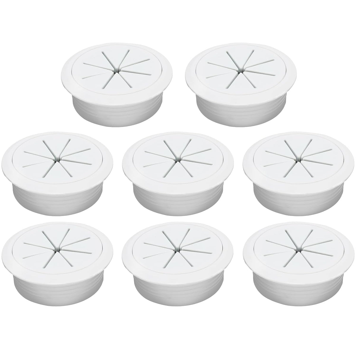 Desk Grommet 2" (50 mm), Desk Hole Cover for Cables White, Cable Grommet ABS Plastic, Desk Hole Grommet for Office and Home Table Cable, Detachable & Flexible Cable Cord Organizer-8 Pcs