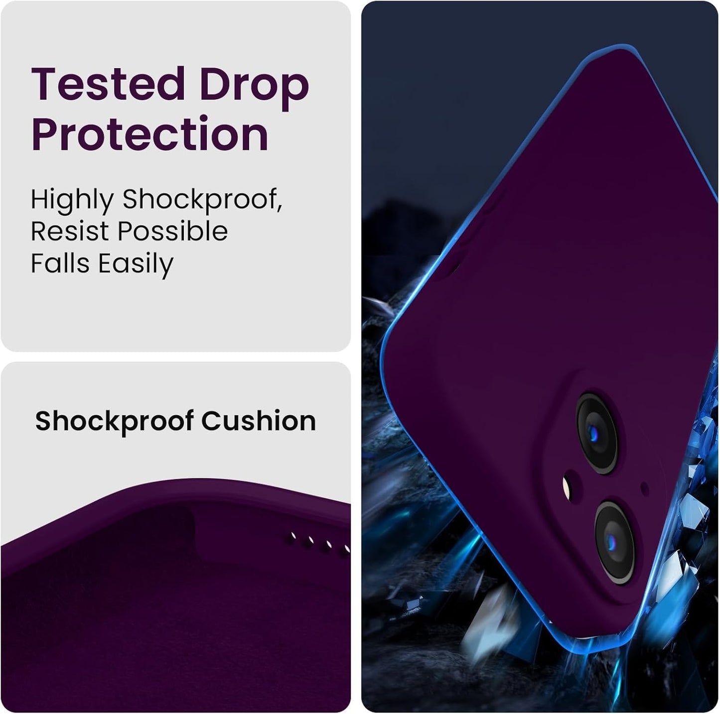 FireNova Designed for iPhone 14 Case, Silicone Upgraded [Camera Protection] Phone Case with [2 Screen Protectors], Soft Anti-Scratch Microfiber Lining Inside, 6.1 inch, Wine Red