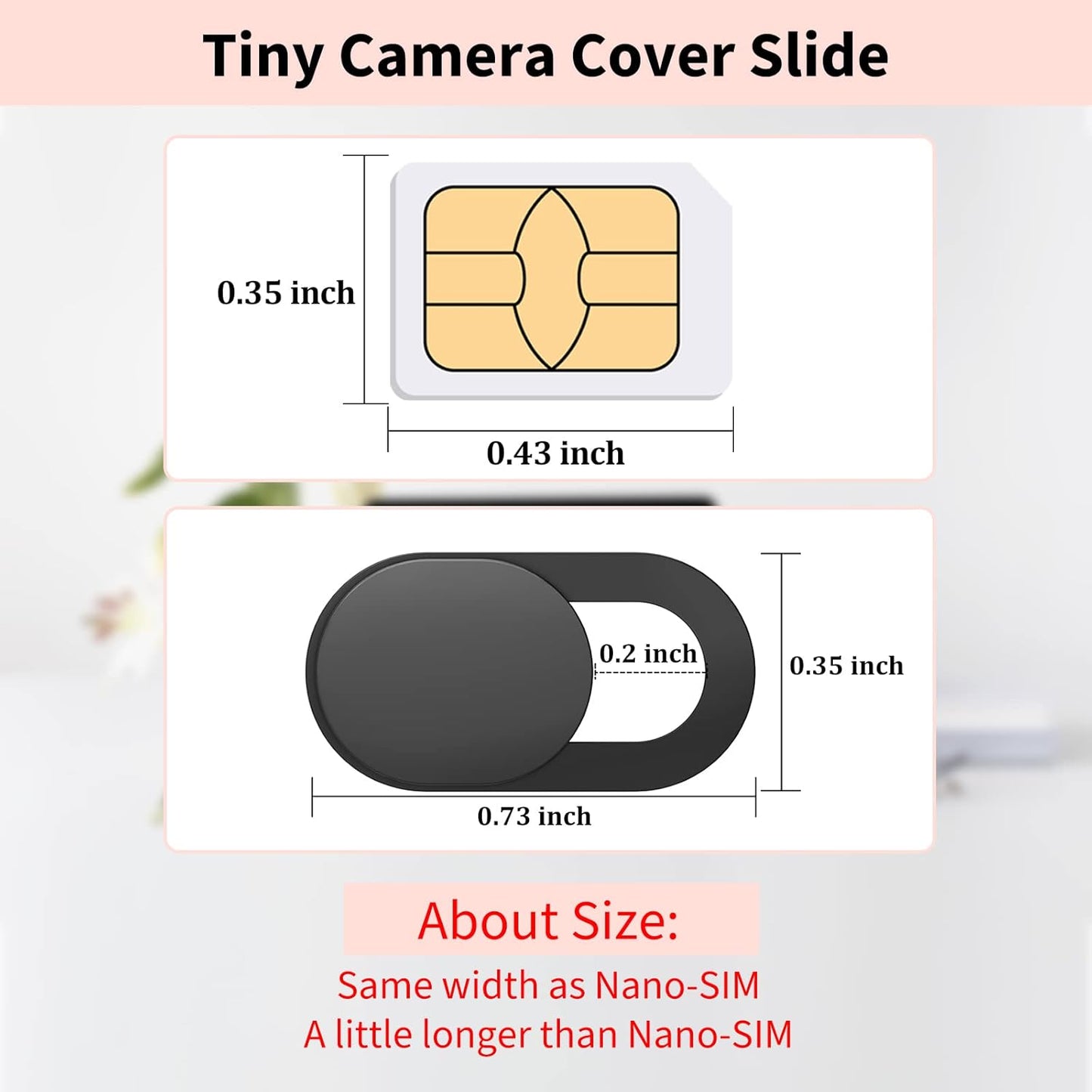 Webcam Cover (6 Pack) 0.03 inch Ultra Thin Laptop Camera Cover Slide for Computer MacBook Pro/Air iMac iPhone Cell Phone PC Tablet Notebook Surface Pro Echo Show Camera Blocker Slider - Black