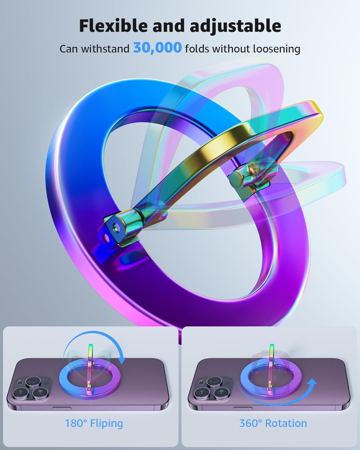 [2025 Newest] SUPERONE for MagSafe Phone Grip, Stylish Cool Magnetic Ring Holder with Adjustable Stand, Removable MagSafe Accessories Only for iPhone 16/15/14/13/12 Series and Mag Safe Case - Colorful