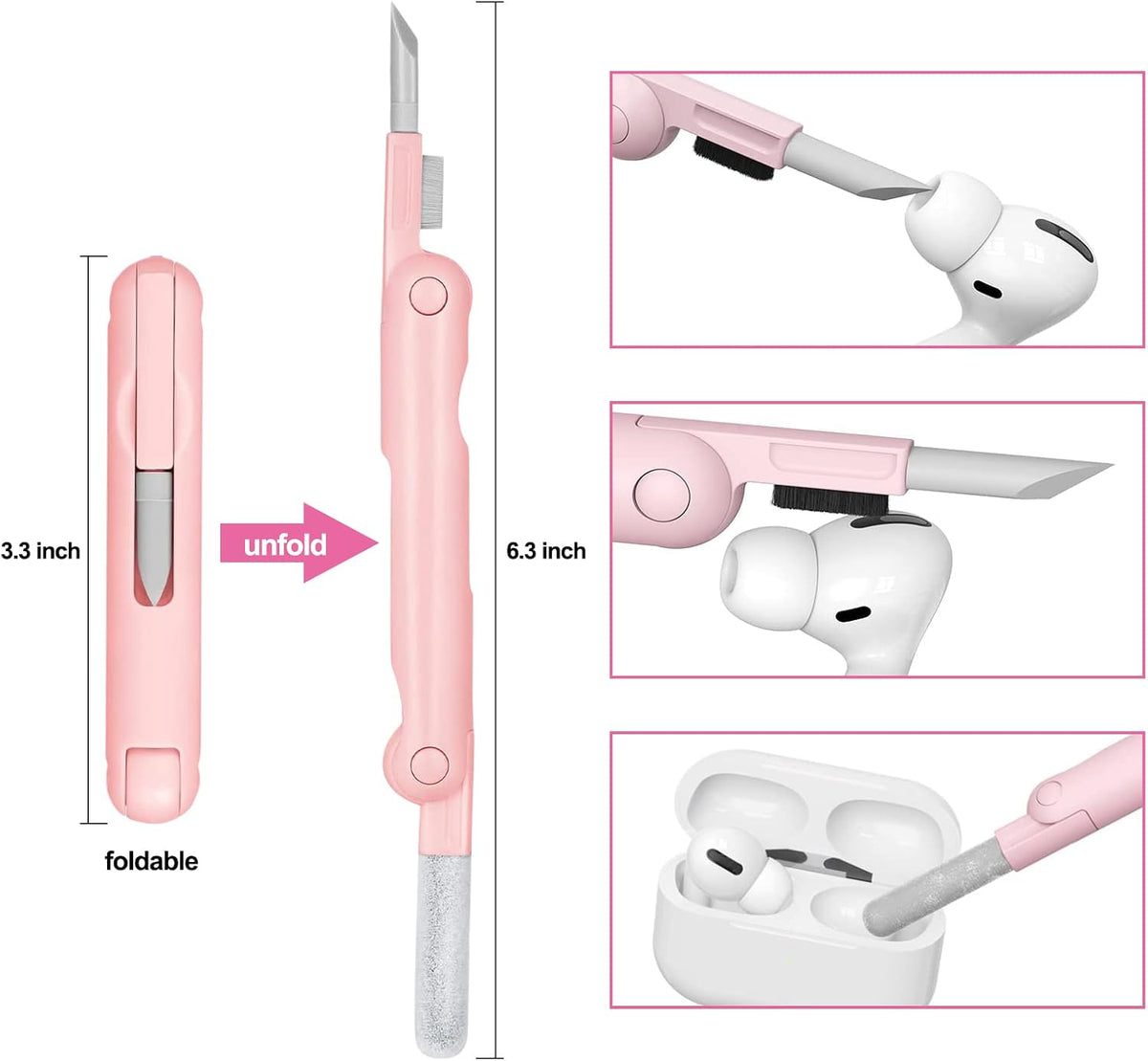 7-in-1 Electronic Cleaner Kit,Keyboard Cleaner,Laptop Cleaner Kit for Monitor, Cell Phone, Headset, Lego, Laptop Camera Lens (Pink)