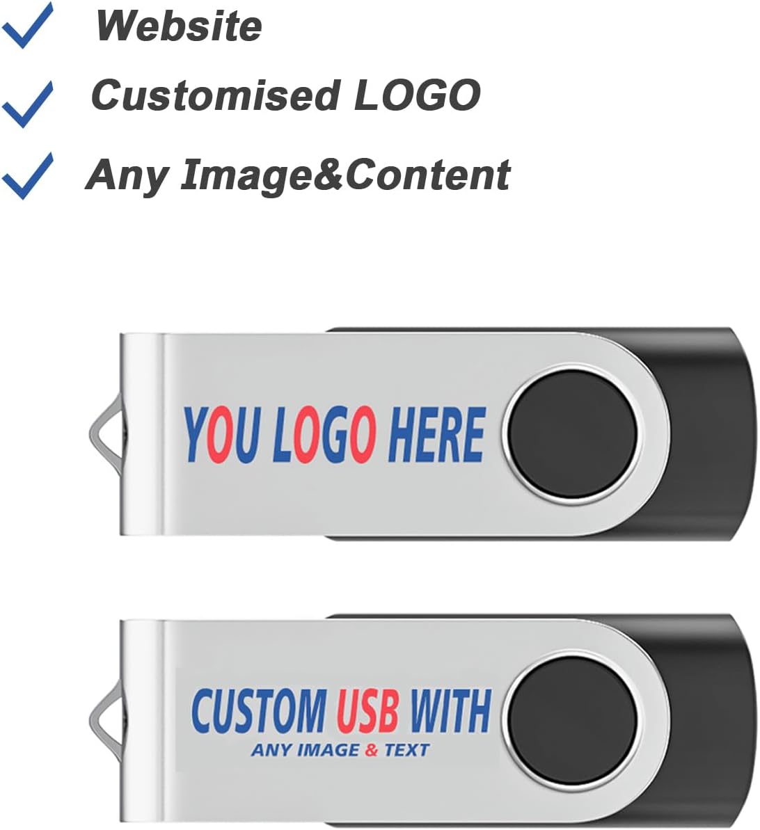 Personalized Flash Drives 256MB, Wooolken Customizable USB 2.0 Thumb Drives 10/20/50/100 Pack, Logo Memory Stick Custom Flash Drive Engraved Logo (Mixcolors)