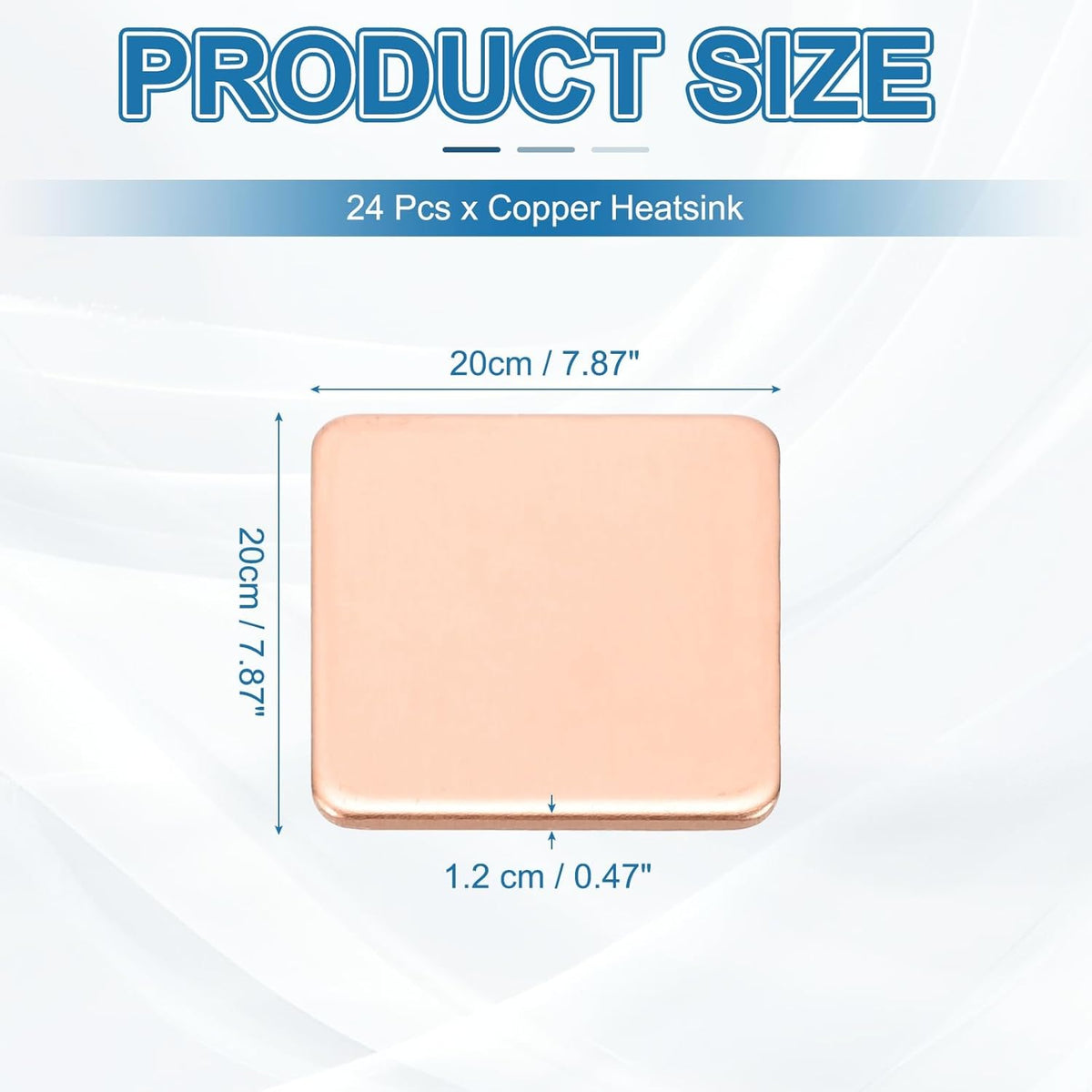PATIKIL Copper Heatsink Pad Shims, 24 Pcs 20x20x1.2mm Copper Pad Shim IC Chipset GPU CPU Thermal Heatsink for Cooling Laptop Desktop Computer