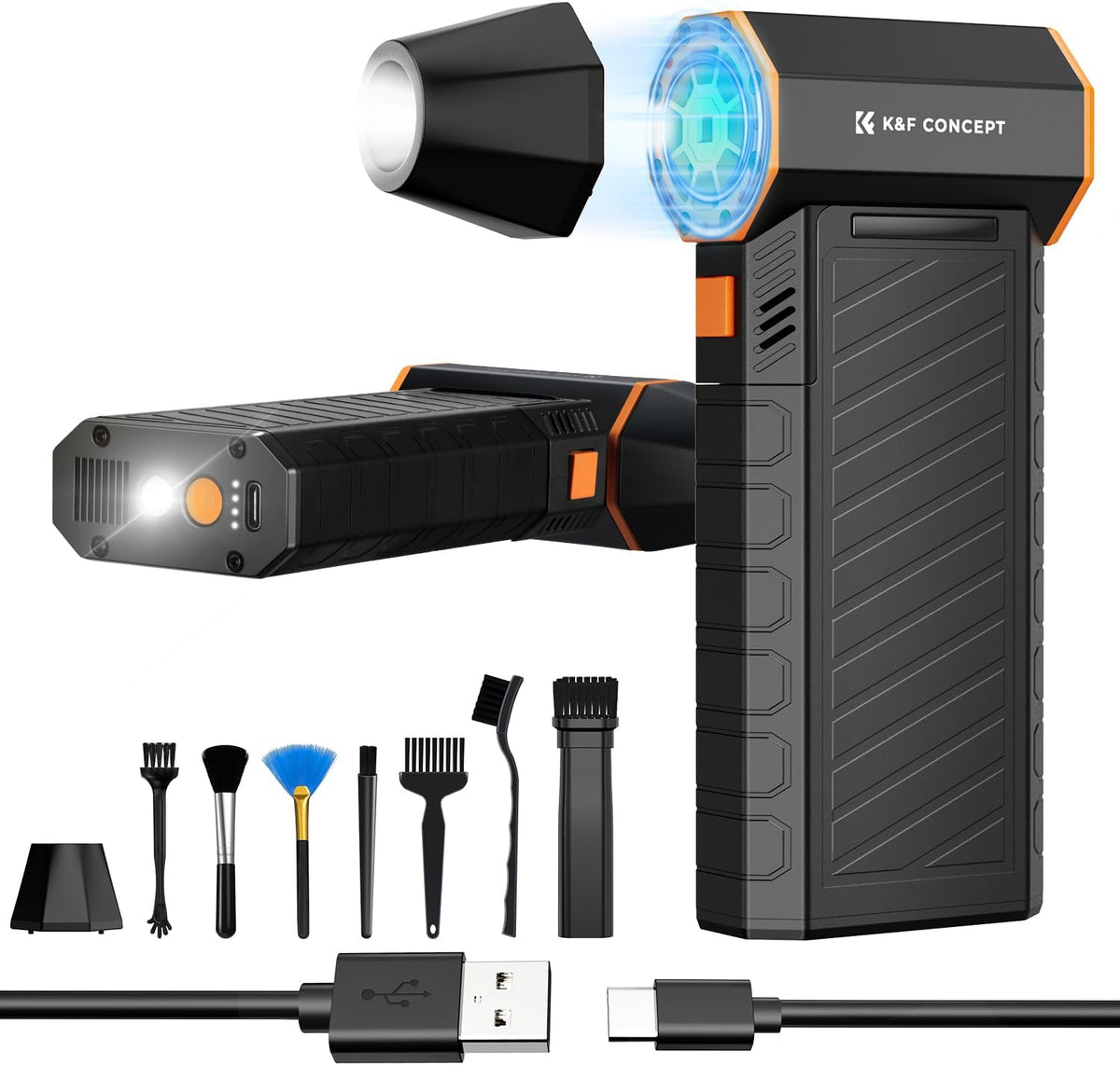 K&F CONCEPT 2025NEW Magnetic Compressed Air Duster, Electric Air Duster|300000RPM|3 Gear Adjustable|Super Wind Power|Rechargeable Brushless Motor|for Computer, Keyboard, Car, Home,Outdoor Cleaning