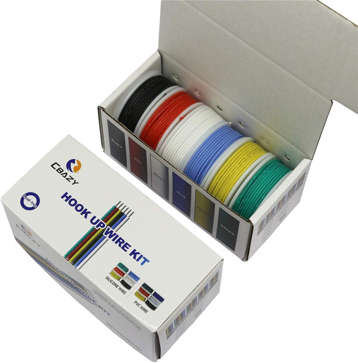 22 Gauge Flexible Silicone Wire Hook Up Kit - 6 Colors, 19.6 Feet Each, 22 AWG Stranded Electric Wire