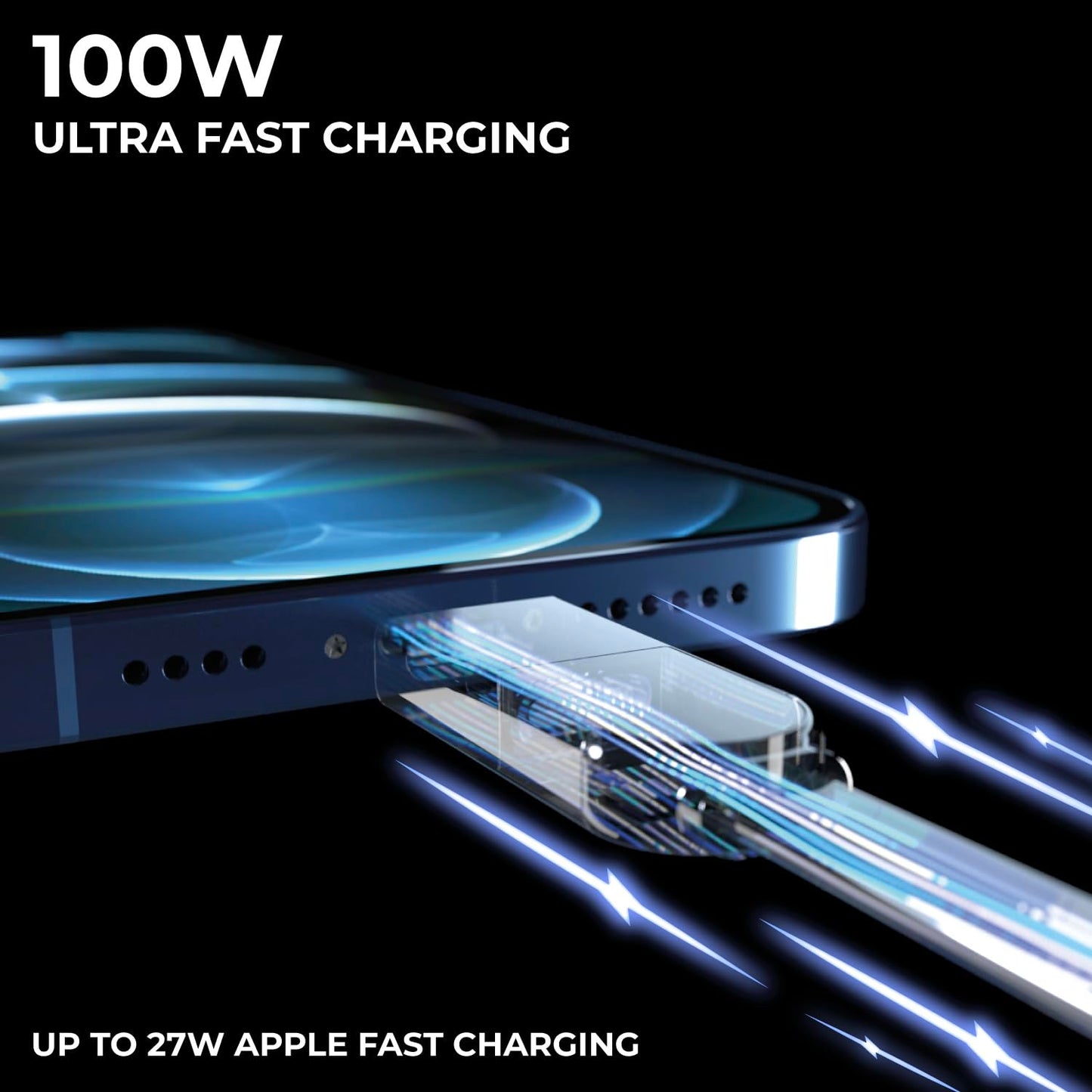 Rolling Square InCharge XL 200cm - USB C Charger Cable, Lightning Cable for Smartphone, Universal Cable Charger 6 in 1, USB Plug, Yellow, 100W