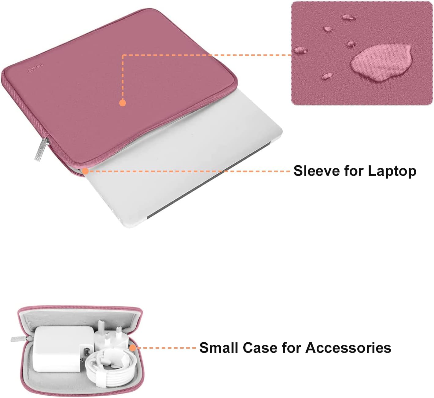 MOSISO Laptop Case 16 inch, 15-15.6 inch Laptop Sleeve Bag Compatible with MacBook Pro 16 inch, HP, Acer, Dell, Lenovo, ASUS Notebook, Neoprene Computer Sleeve Bag with Small Case, Dusty Rose