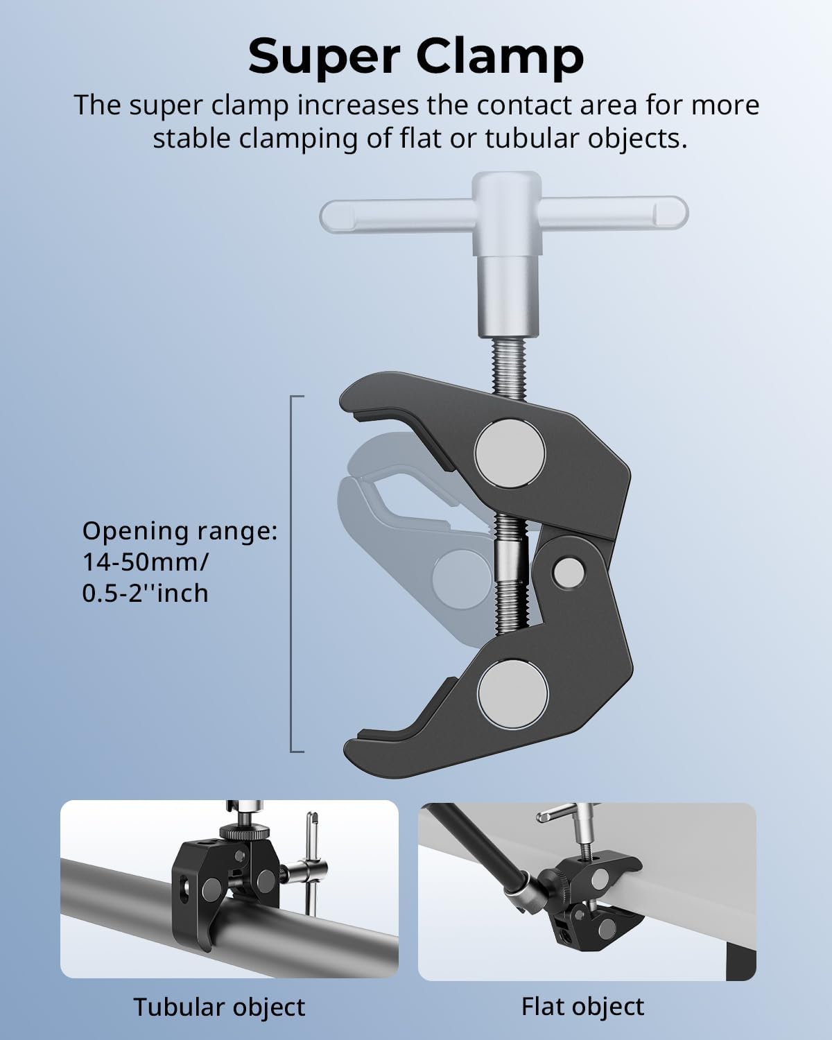 SMALLRIG Clamp w/ 1/4" and 3/8" Thread Holes, 9.8 Inches Adjustable Friction Power Articulating Magic Arm with Phone Holder for Action Cameras, Smartphones, LCD Monitor/LED Lights - 5326