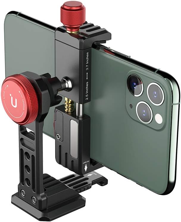 Cell Phone Tripod Mount, ULANZI ST-14 Smartphone Tripod Mount Adapter Aluminum with Cold Shoe, 360° Cell Phone Stand Holder Clamp for iPhone17 16 15 14 13 12 11 Max Pro iPhone X XR Xs 6 7 Plus