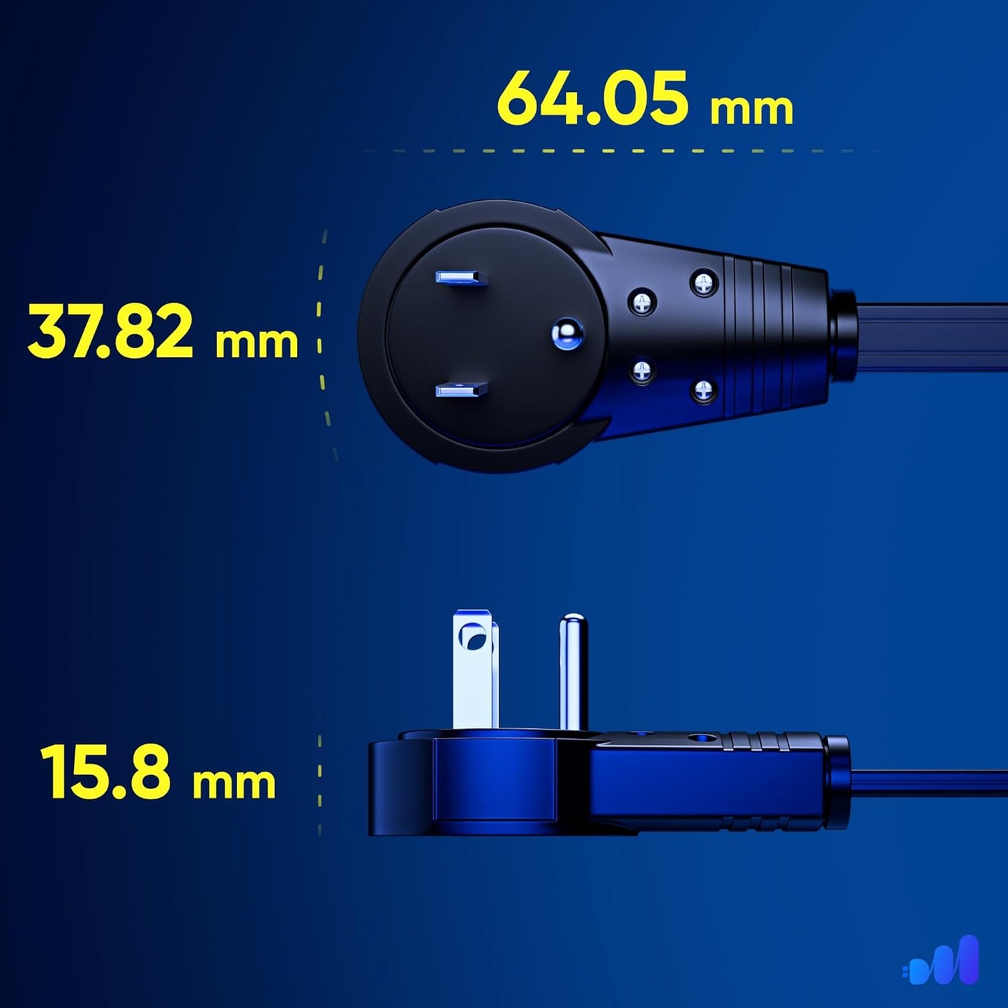 Maximm Cable 6 Ft 360° Rotating Flat Plug Extension Cord/Wire, 16 AWG Multi 3 Outlet Extension Wire, 3 Prong Grounded Wire - Black - UL Certified