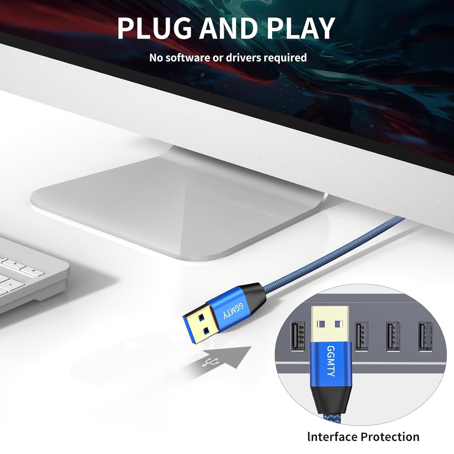 USB to USB Cable 15FT,Durable Braidedfor USB 3.0 Male to Male Type A to Type A Cable Data Transfer Compatible with Hard Drive, Laptop, DVD Player, TV, USB 3.0 Hub, Monitor, Camera, Set Up Box and More