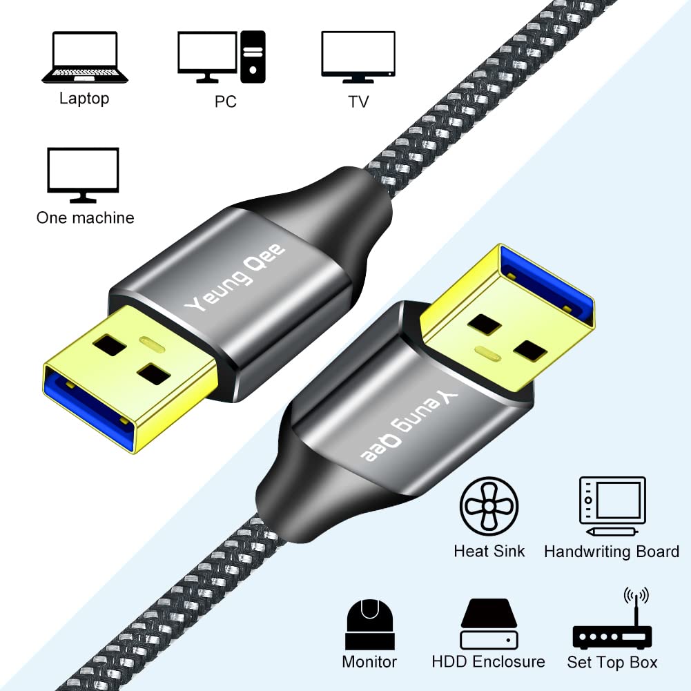 USB 3.0 A to A Male Cable 6 ft,Super Speed Type A Male to Male Cable USB 3.0 Double End USB Cord for Hard Disk, Cameras,Laptop Cooler, DVD Player and More (6FT/2M)