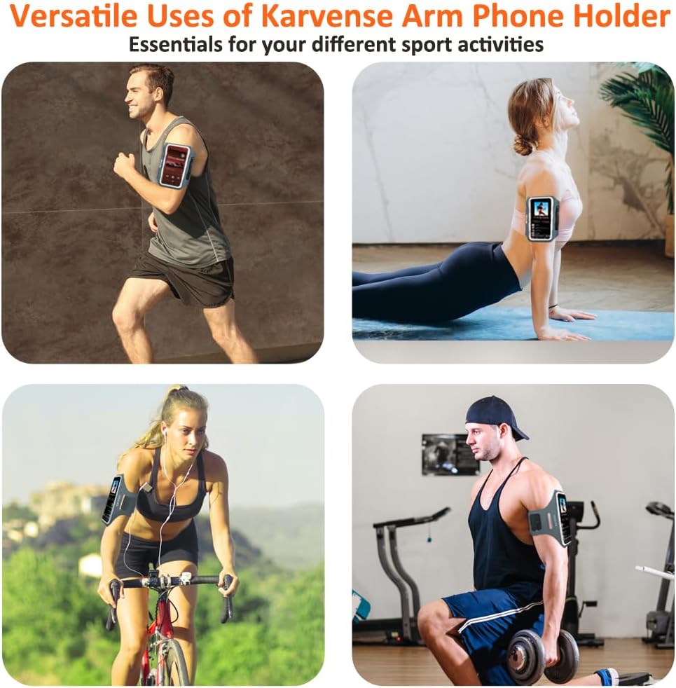 Arm Band for Phone for Running, Phone Holder for Running for iPhone & Samsung Galaxy, Cell Phone Armband Holder for Walking, Gym, Workout, w/Adjustable Strap & Zipper Pocket (Grey-S)