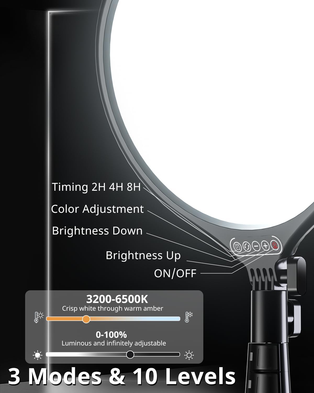 UBeesize 10" LED Light with 62" Tripod Stand, Phone Holder & Remote for iPhone, Video, TikTok, YouTube, Live Streaming, Makeup