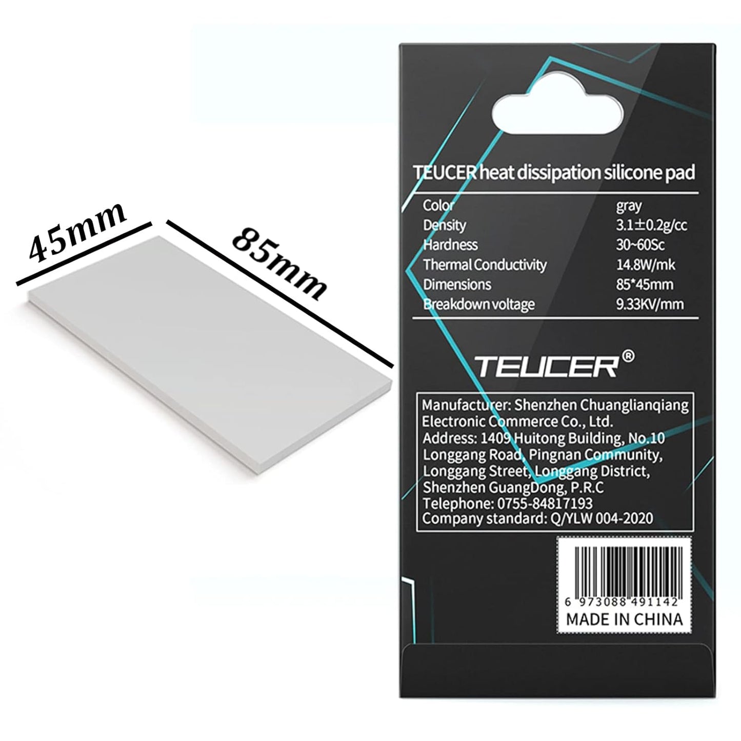 Thermal Pad 14.8 W/mK, 85x45x2.5mm, Non Conductive Heat Resistance High Temperature Resistance, Silicone Thermal Pads for Laptop Heatsink GPU CPU LED Cooler (2.5mm)