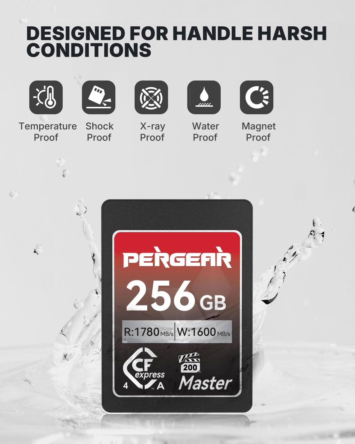 Pergear 256GB CFexpress 4.0 Type A Memory Card (2-Pack),Up to 1780MB/S Read Speeds,USB4.0(PCIe 4.0),Raw,8K 30P Record,Compatible for Sony Camera,ILME-FX3,ILME-FX6,ILME-FX30(Black Silver Master Series)